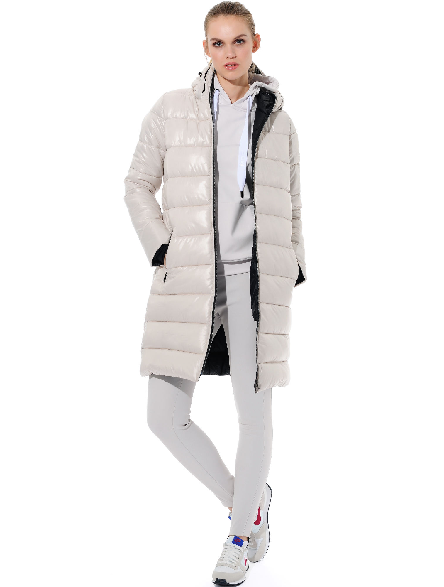 shiny puffer coat linen 