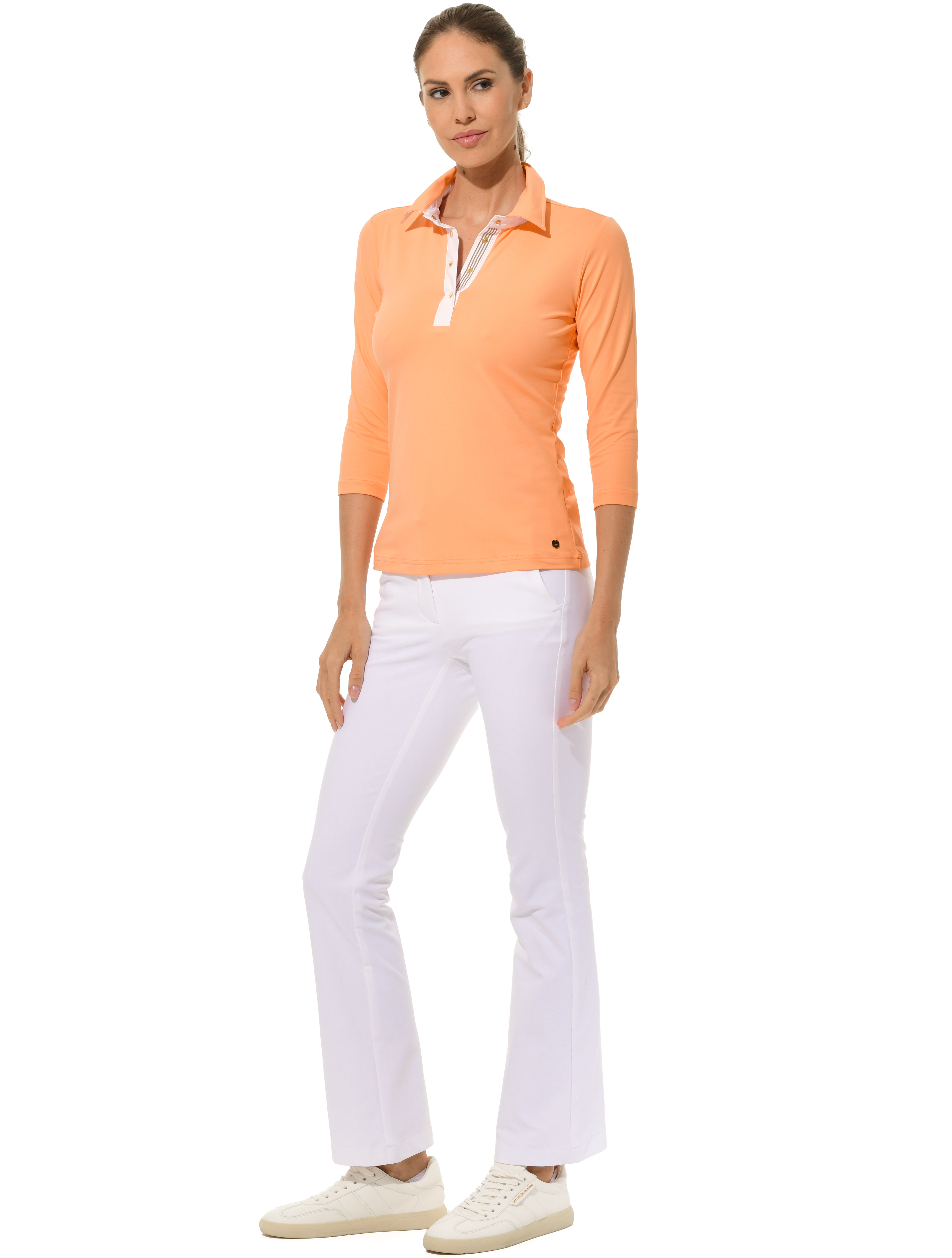 Bi-Stretch Gabardine Flared Chinos white