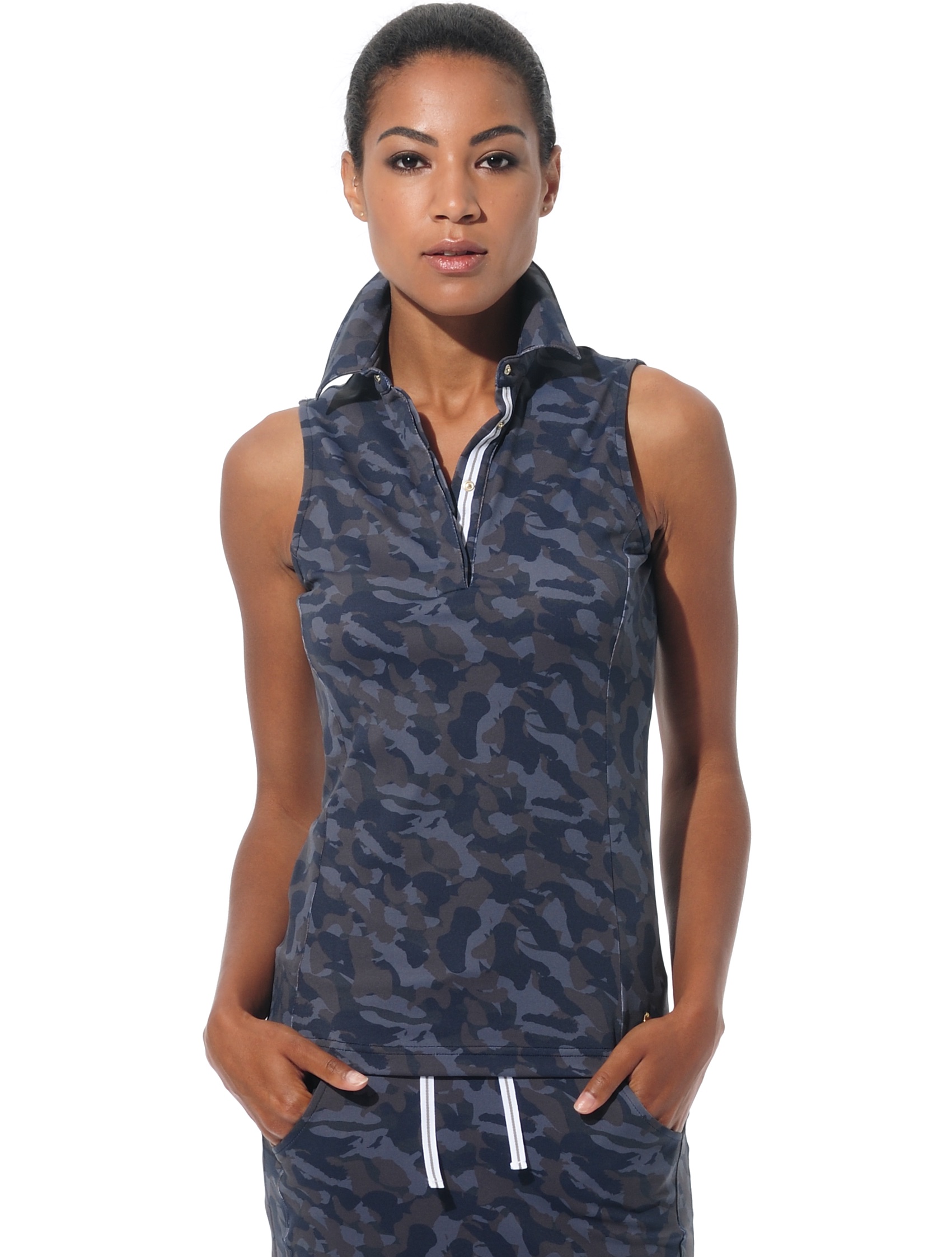 Camouflage Print Polo night blue