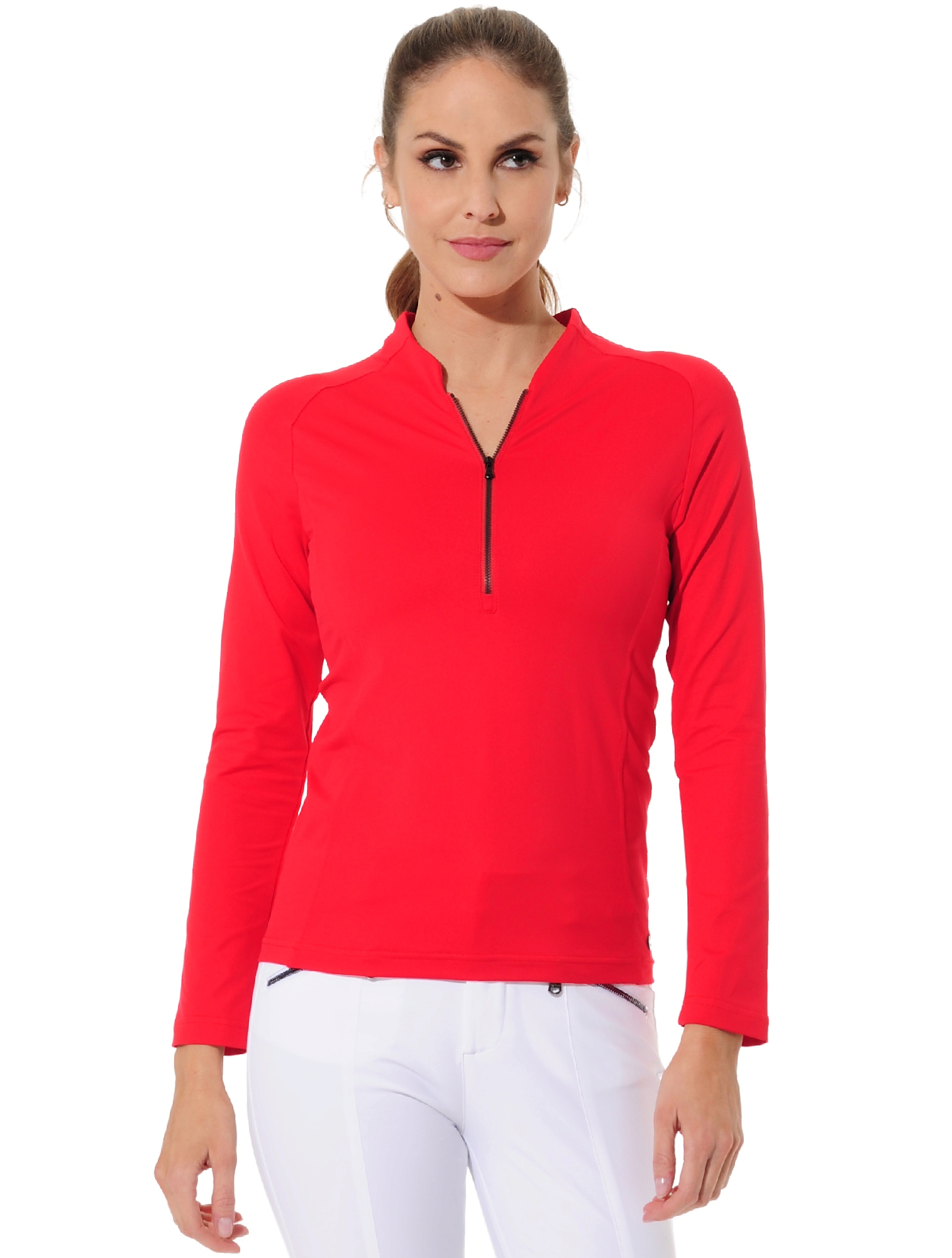 Jersey zip polo shirt red 