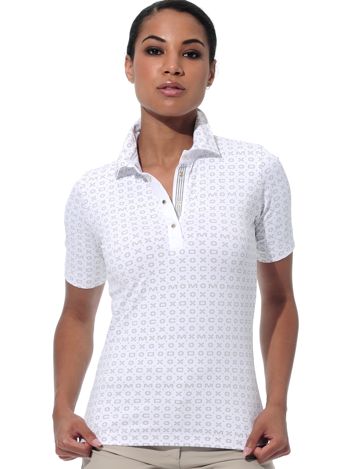 Classic print polo shirt light taupe 