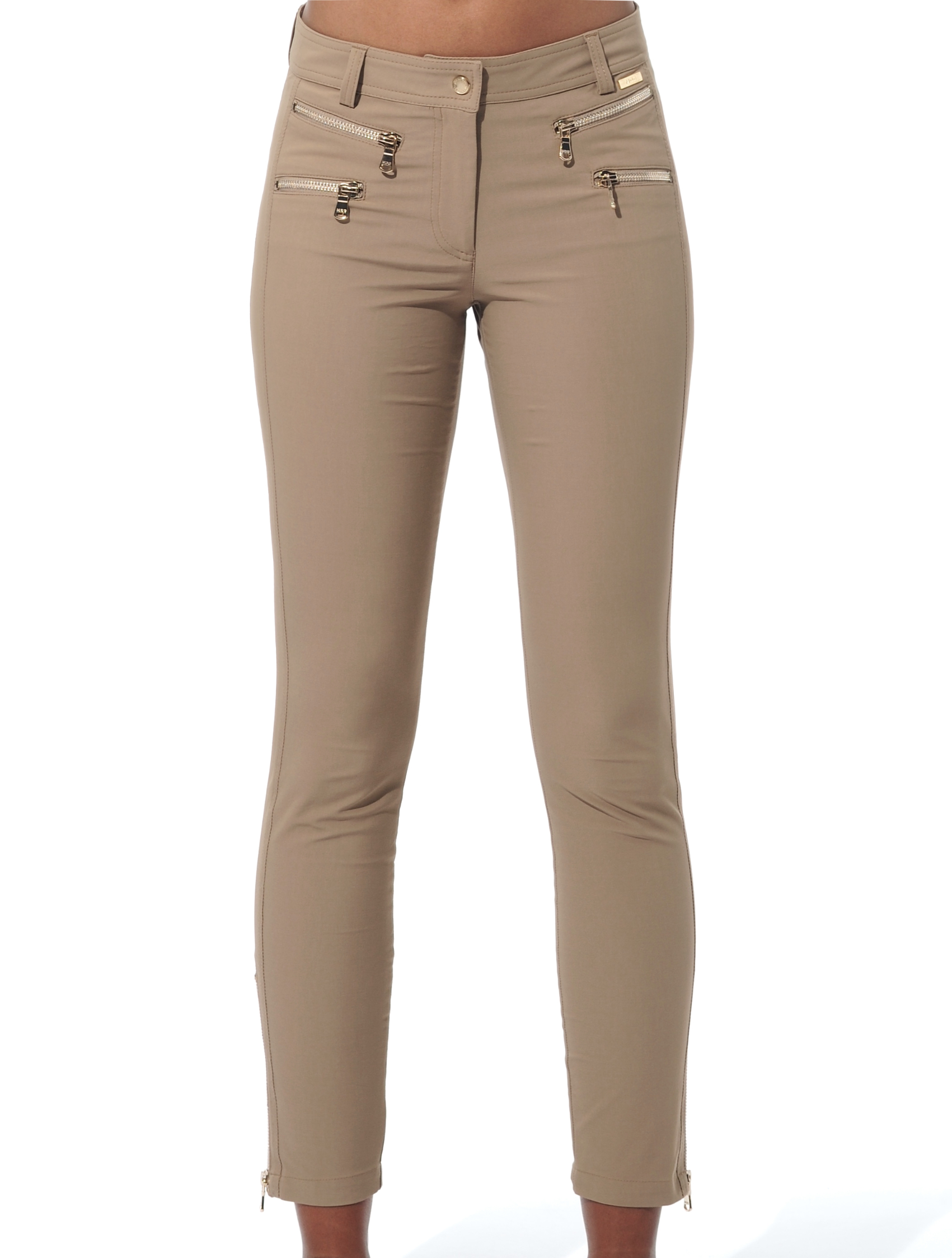 4way stretch double zip ankle pants chestnut 