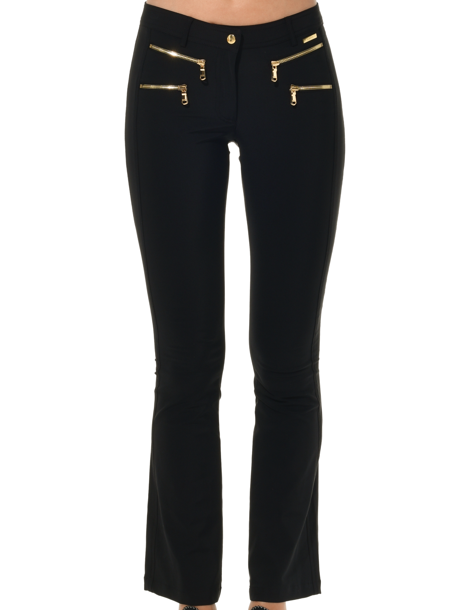 4way Stretch Double Zip Flared Pants black