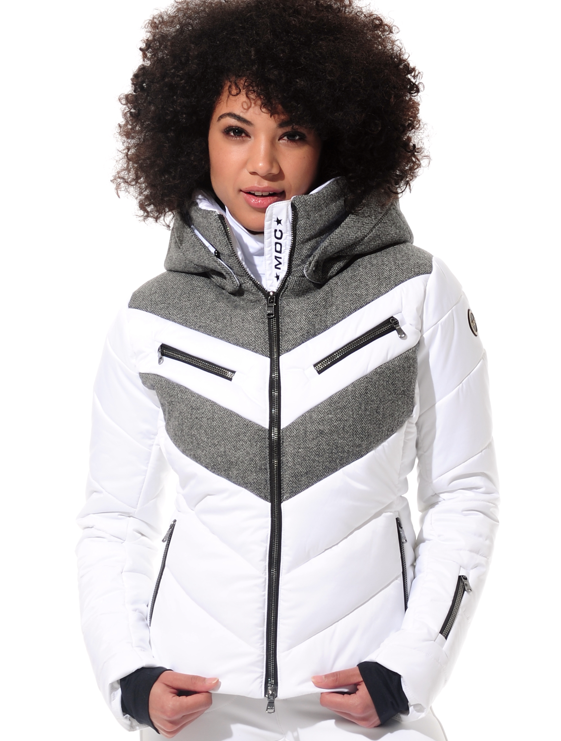 stretch ski jacket white/grey 