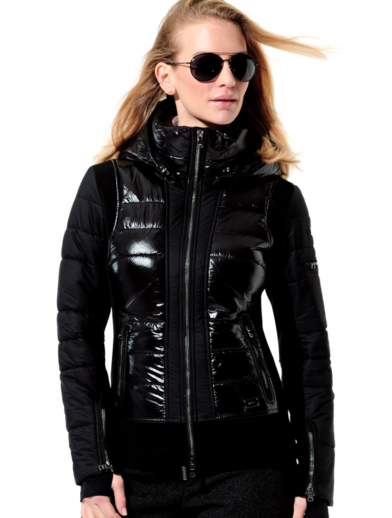 ski jacket with 4way stretch side panels black 