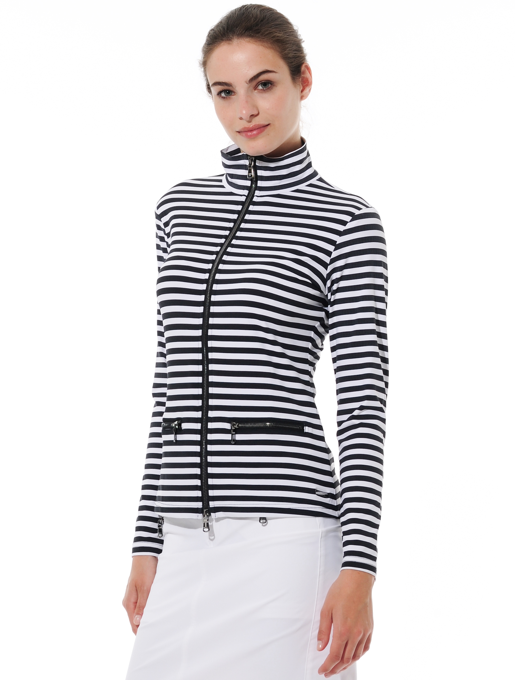 Striped Print Jacke black/white