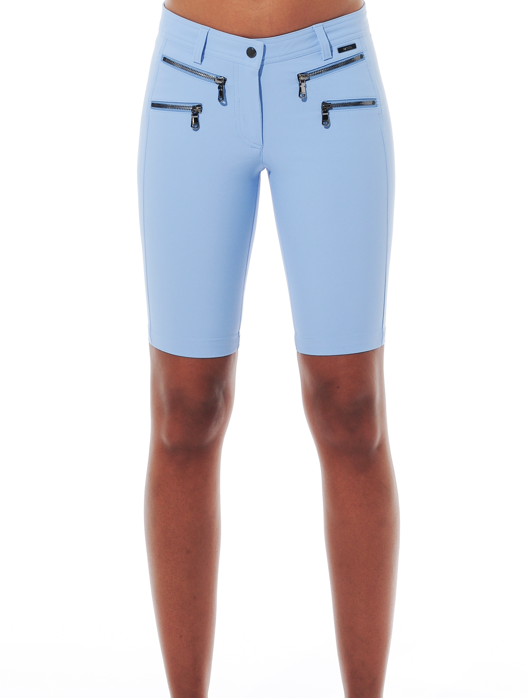 4way stretch double zip shorts baby blue 