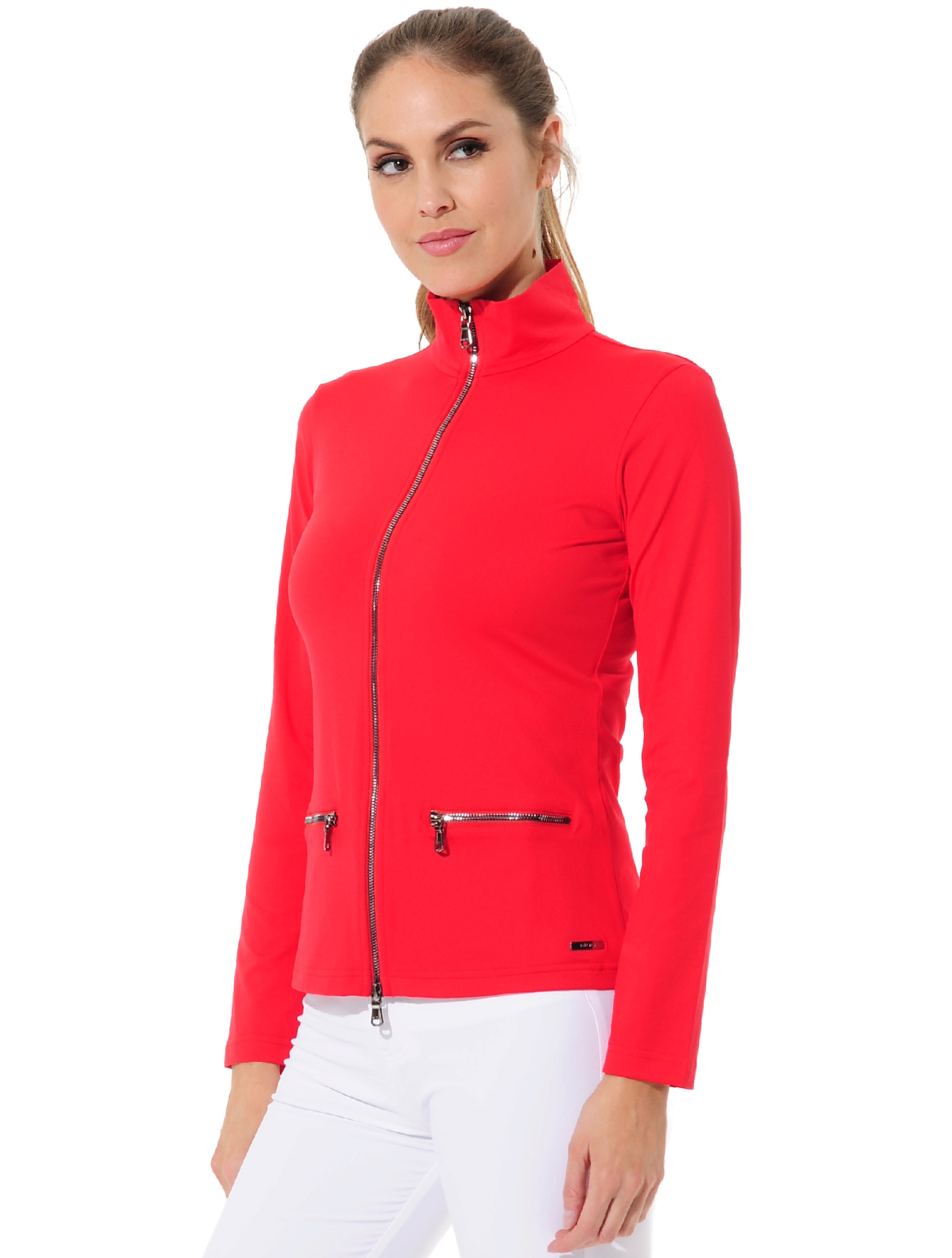 Jersey full zip midlayer red 