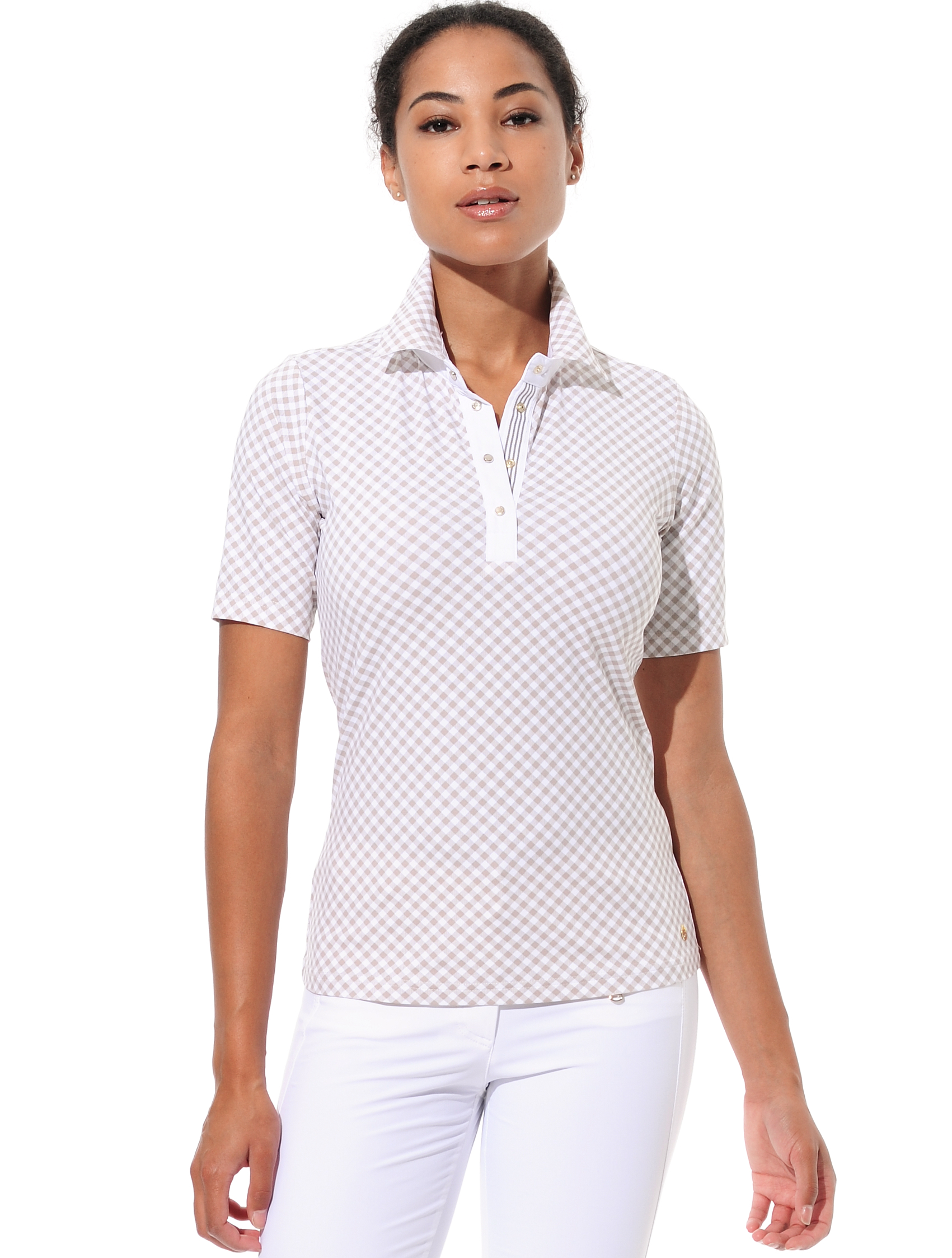 Vichy Print Polo light taupe