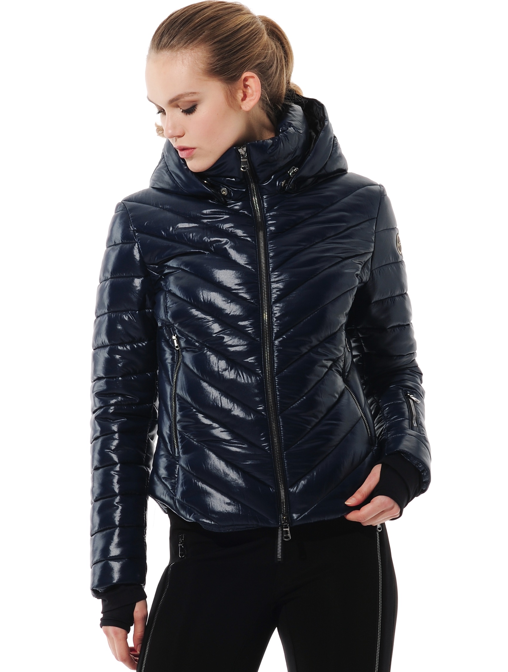 shiny ski jacket navy 