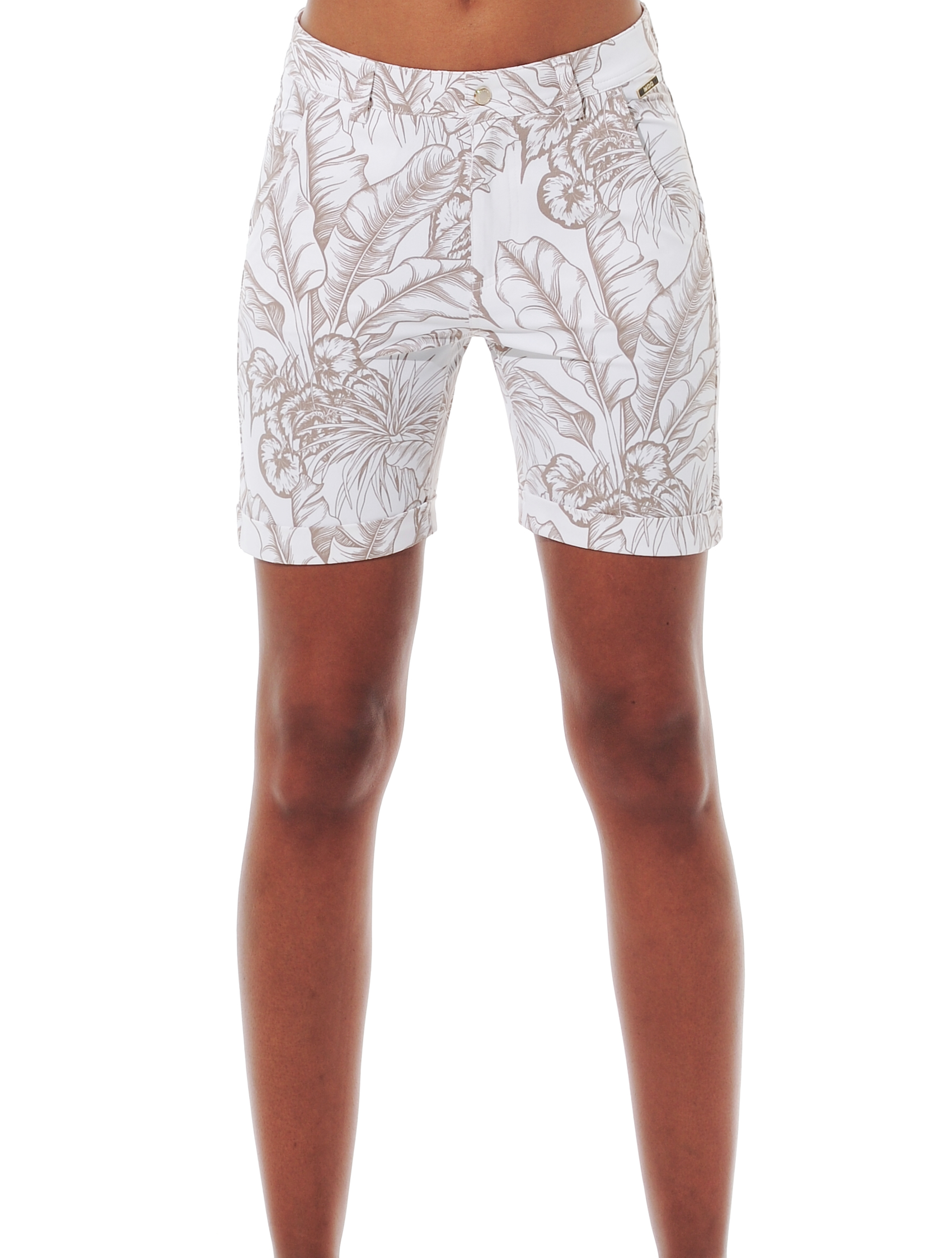 Tropical Leaves print shorts taupe 