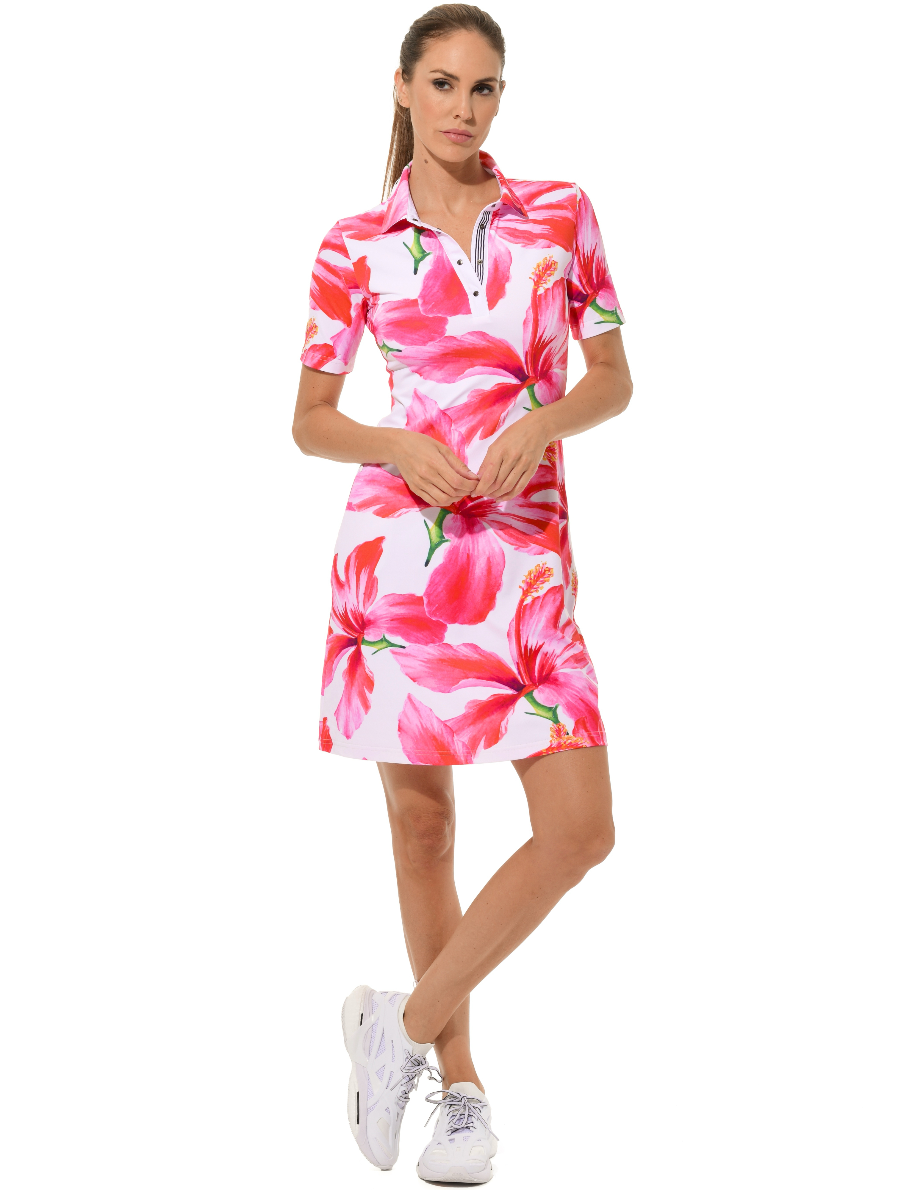 Hibiscus Print Polokleid