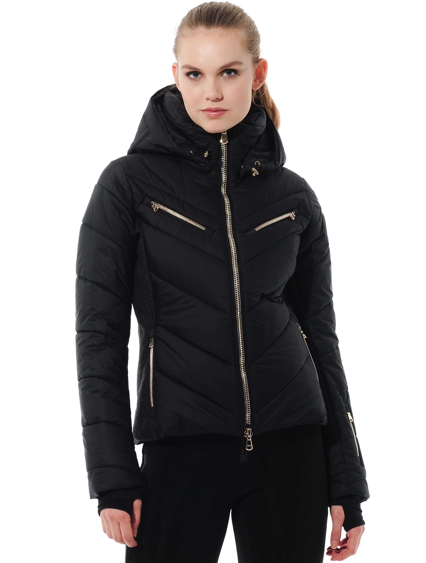 stretch ski jacket with loden insets black 