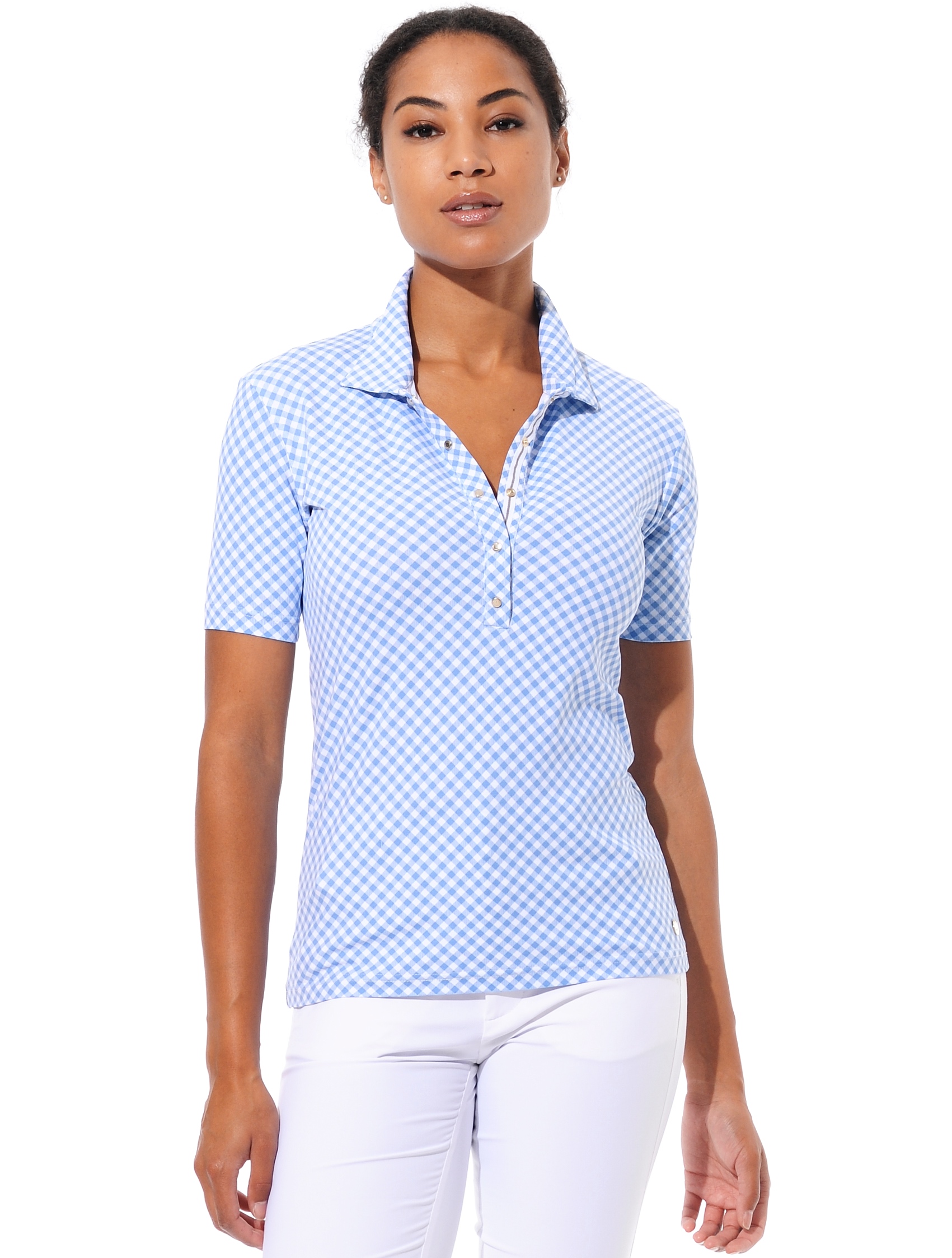 Vichy print polo shirt baby blue 