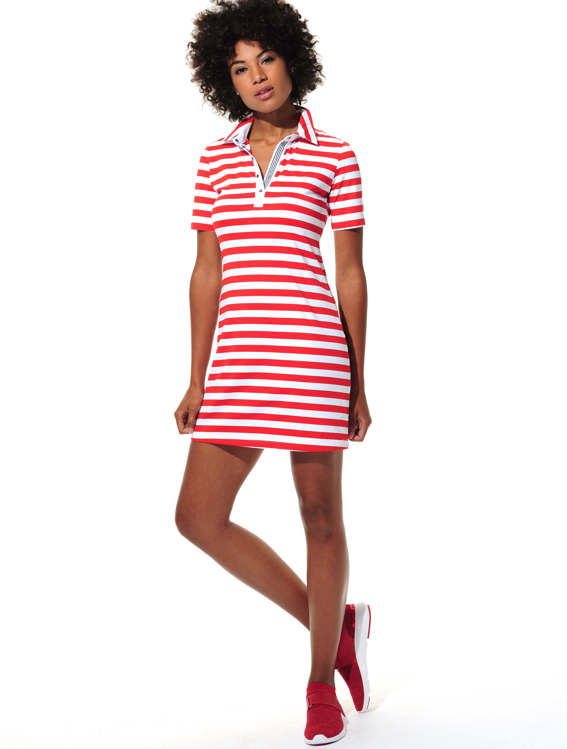 stripe polo dress red 
