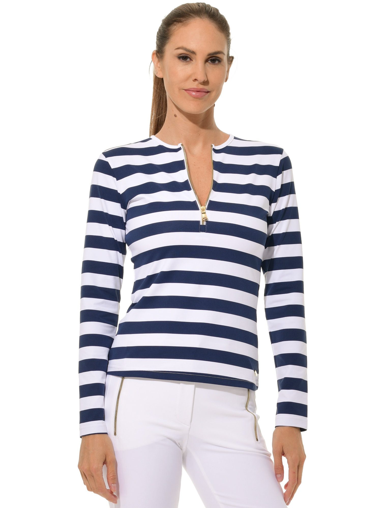 Yachting Print Zip Longsleeve navy