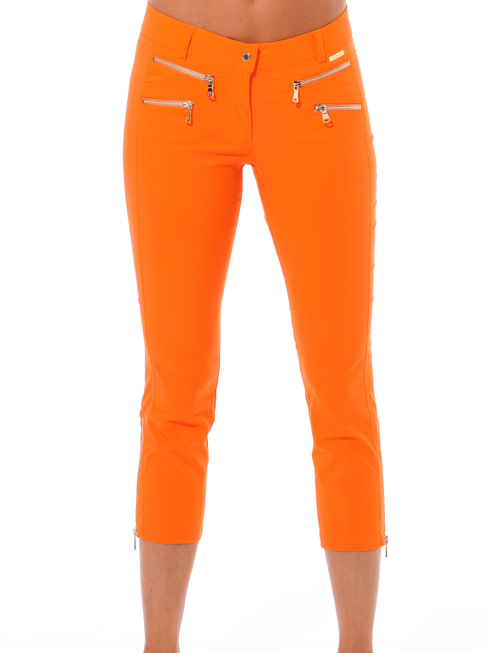 Light Stretch Double Zip Cropped Pants papaya