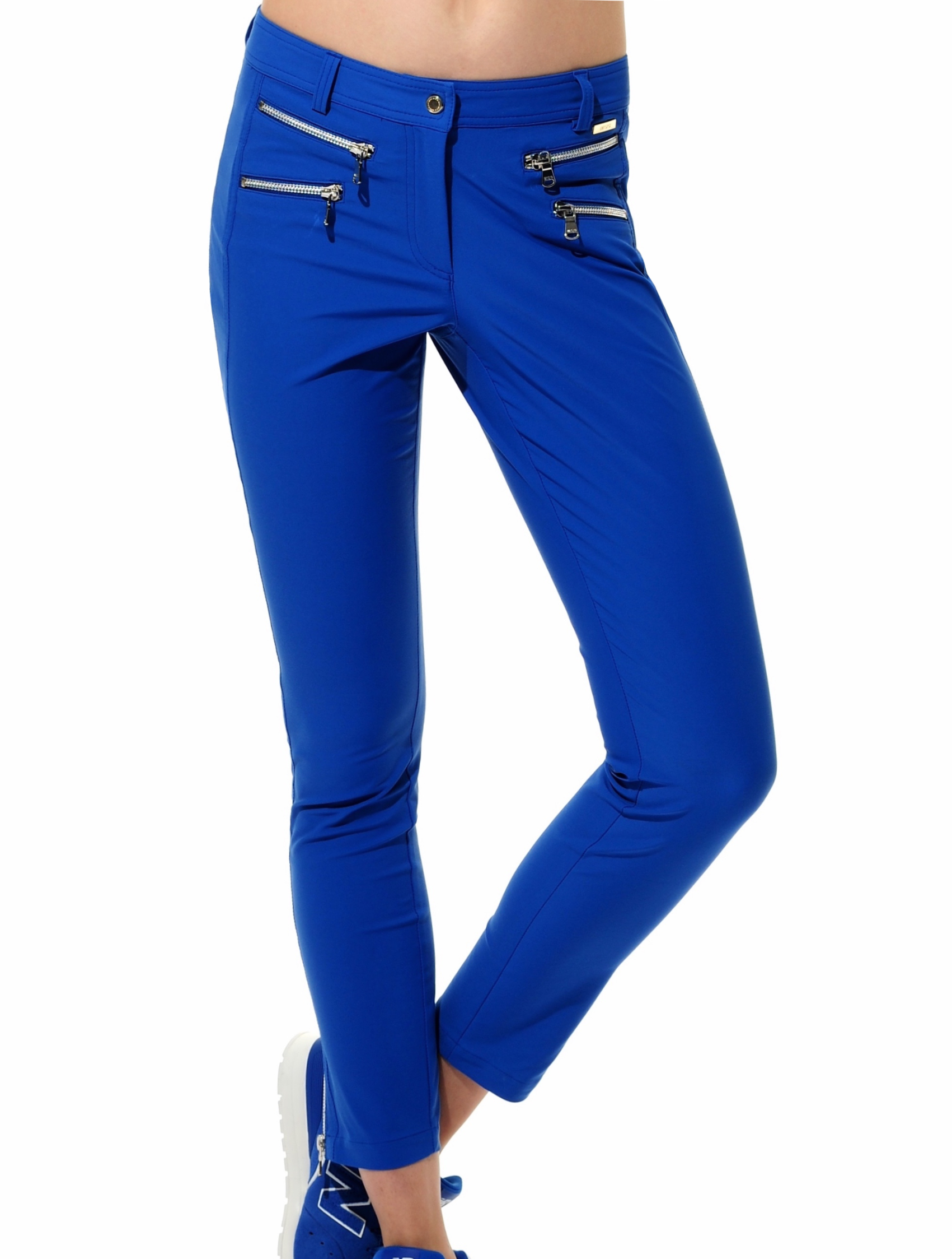 4way stretch double zip ankle pants royal 