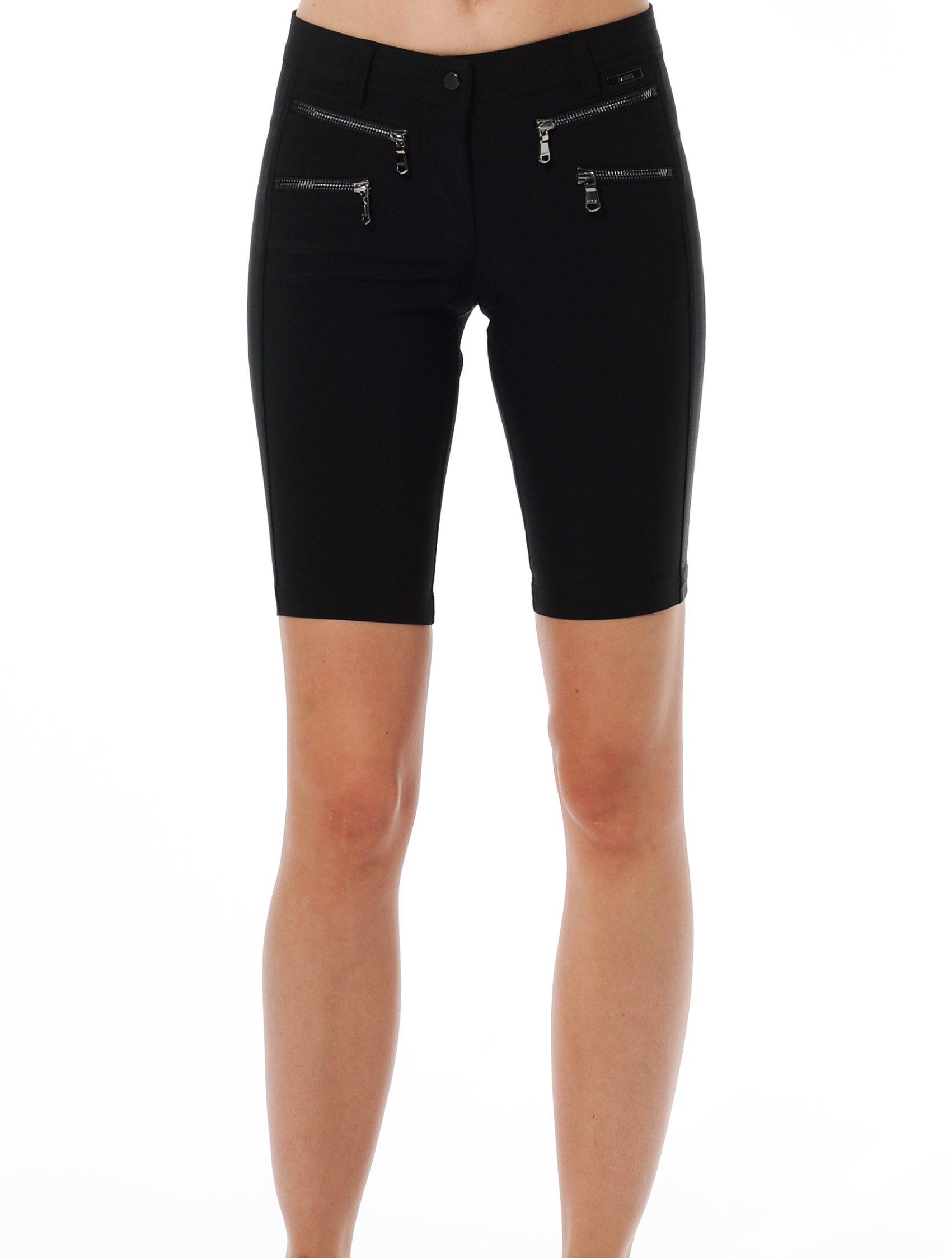 4way stretch double zip shorts black 