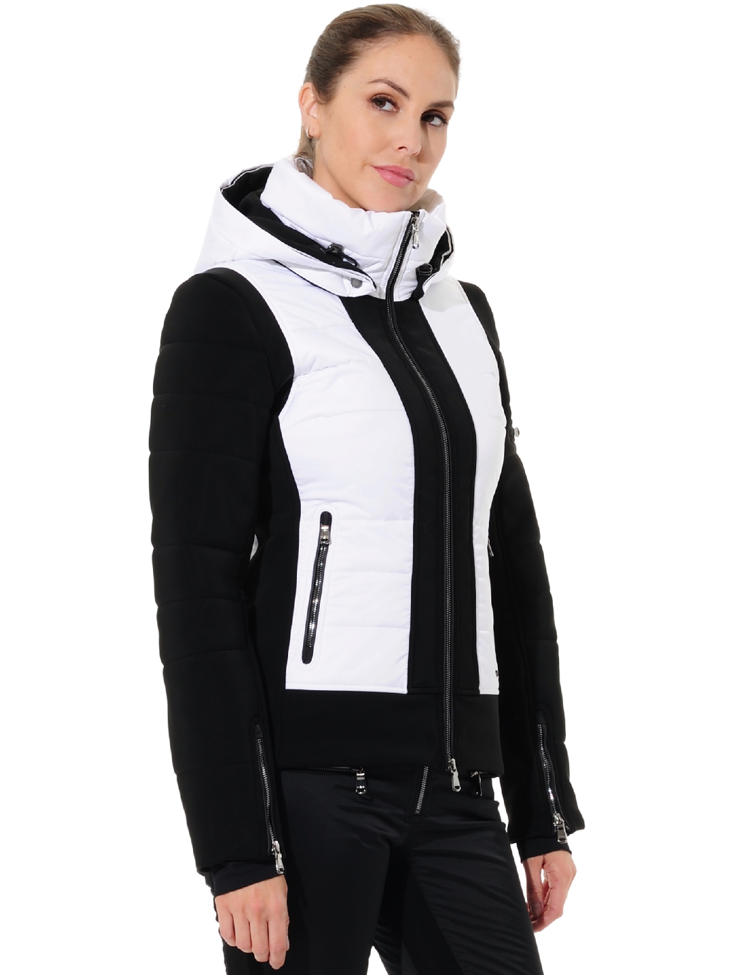 stretch ski jacket black/white 