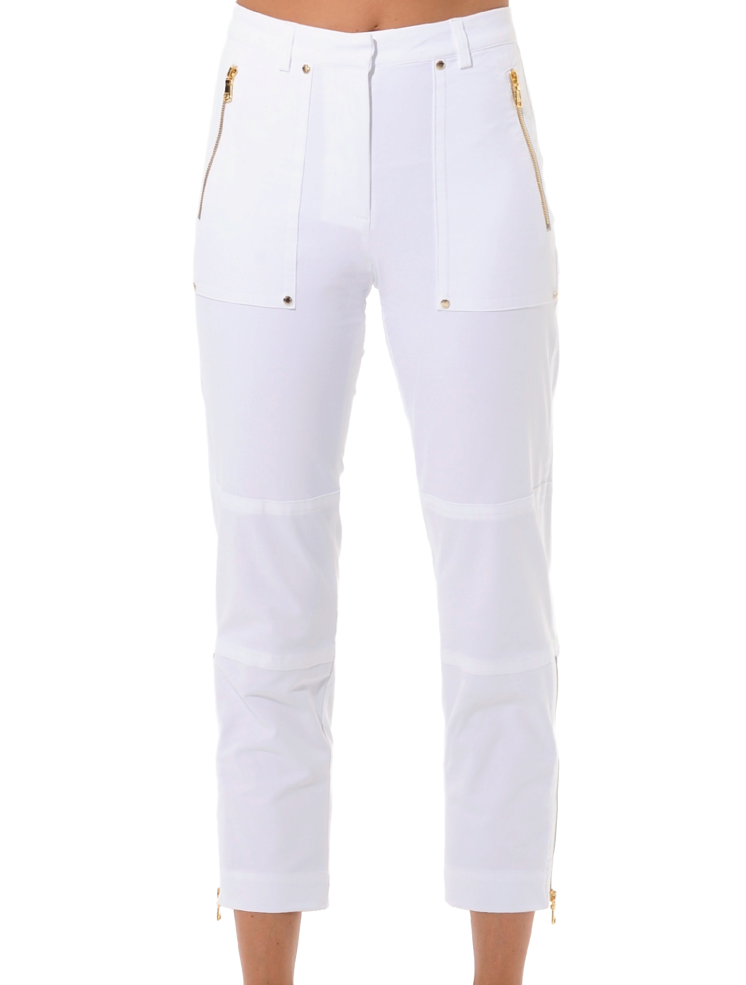 4way stretch straight fit cargo pants white 
