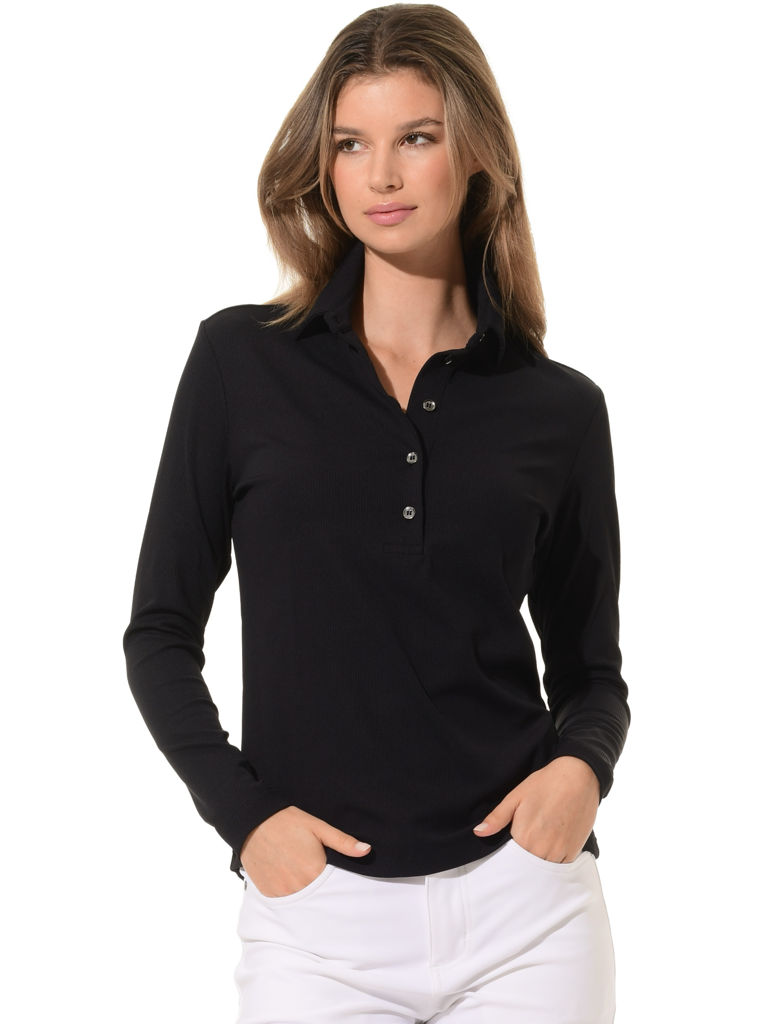 Vertical Rib Golf Poloshirt black