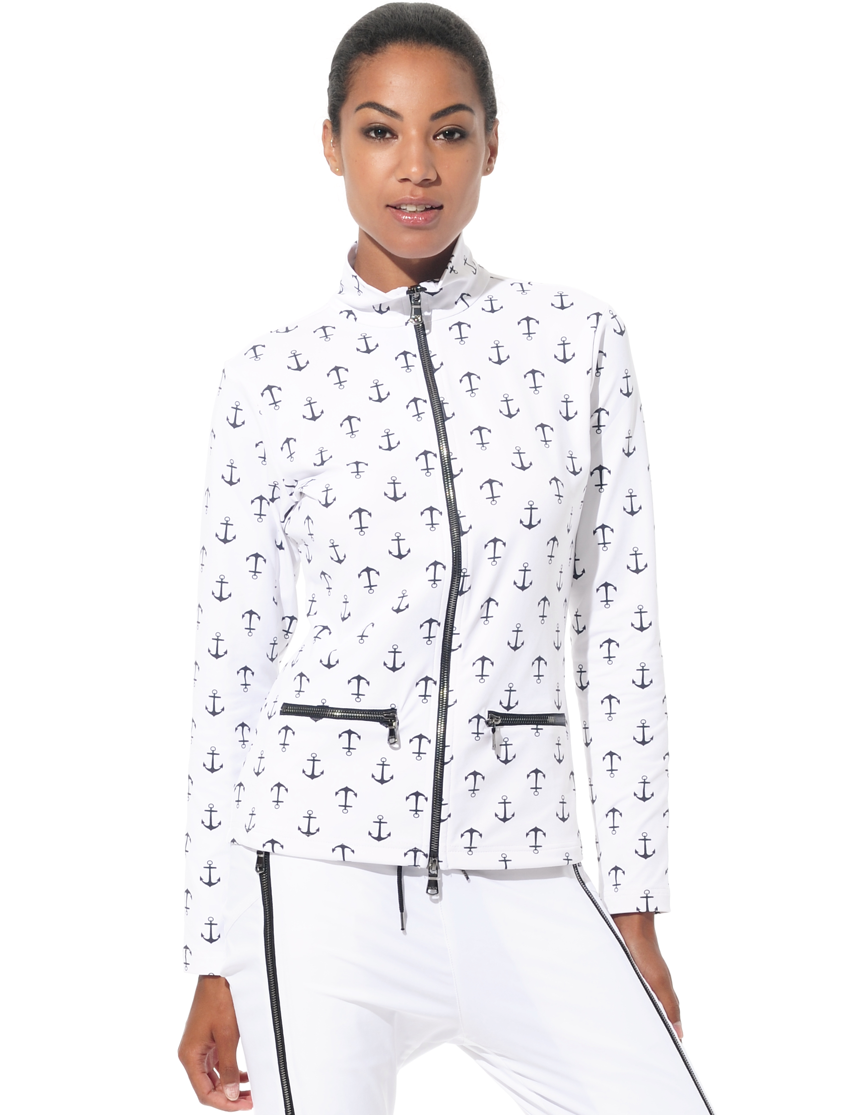 Anchor Print Jacke black/white