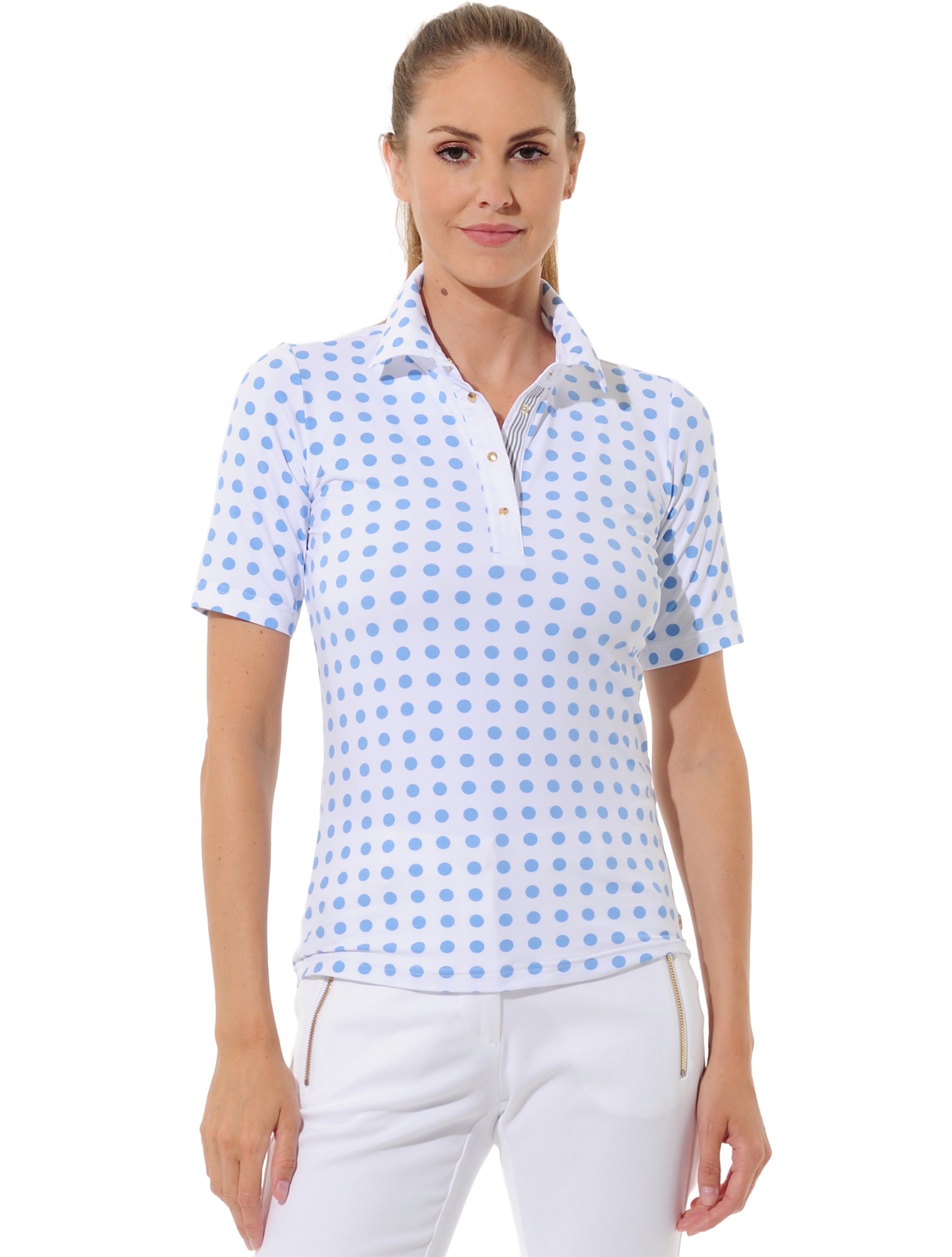 Dots Print Golf Poloshirt baby blue