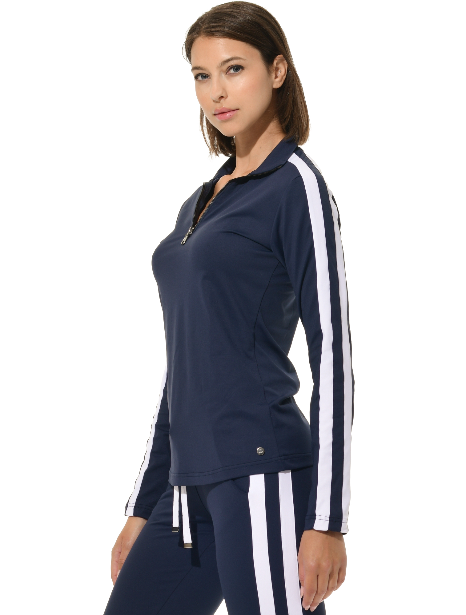 Jersey zip longsleeve navy/white
