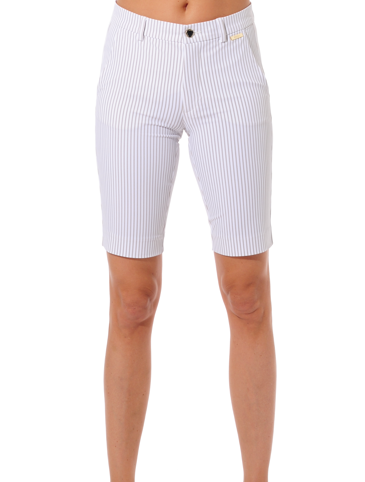 Pinstripes Print Golf Bermuda light taupe