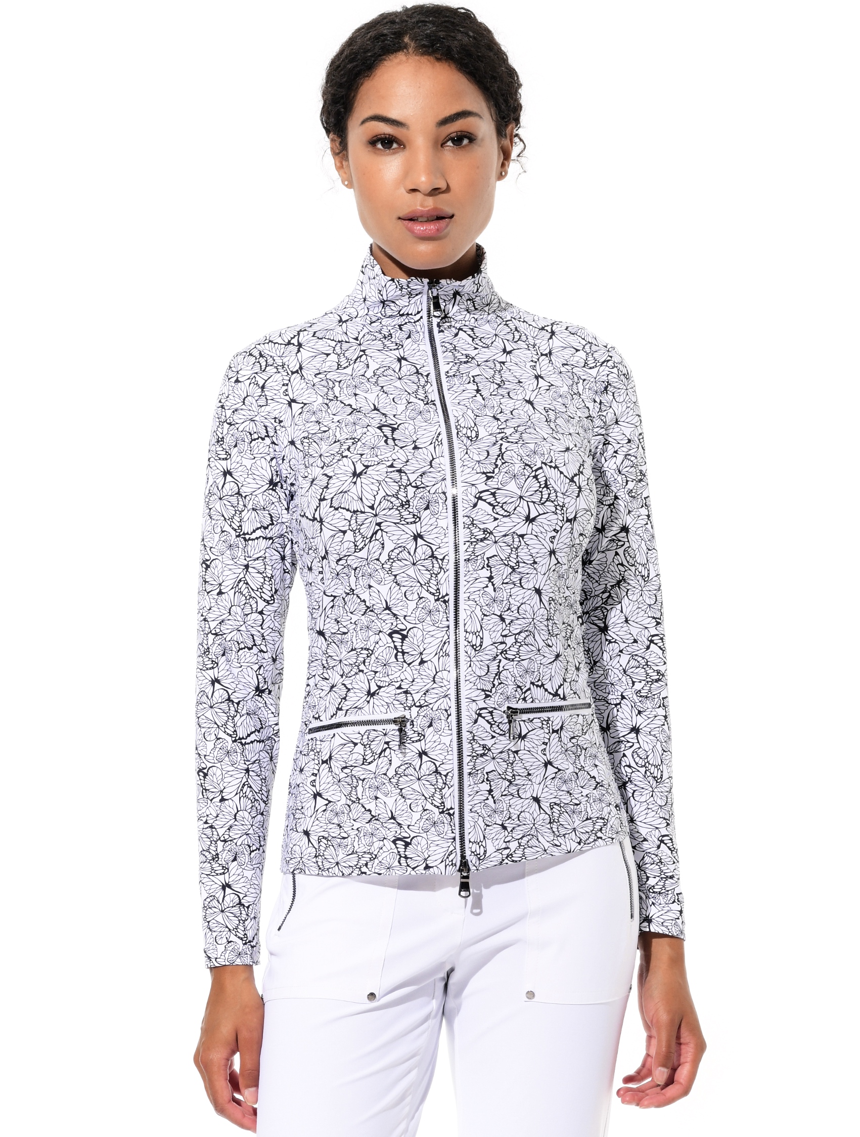 Butterfly print jacket black/white 