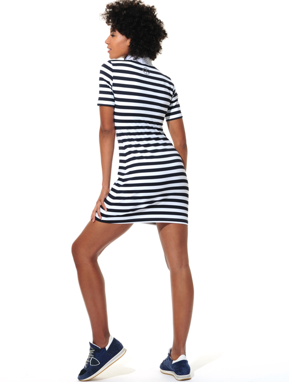 stripe polo dress night blue 