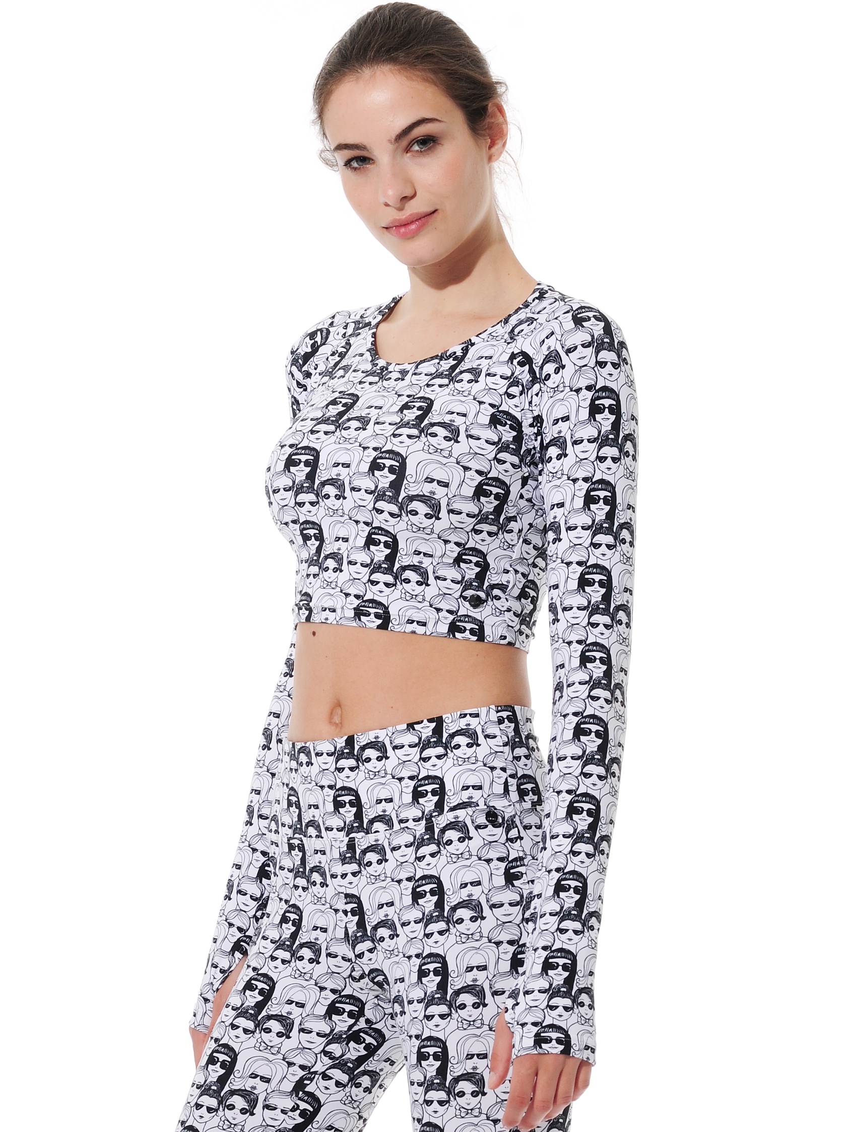 Sunglasses Print Crop Top black