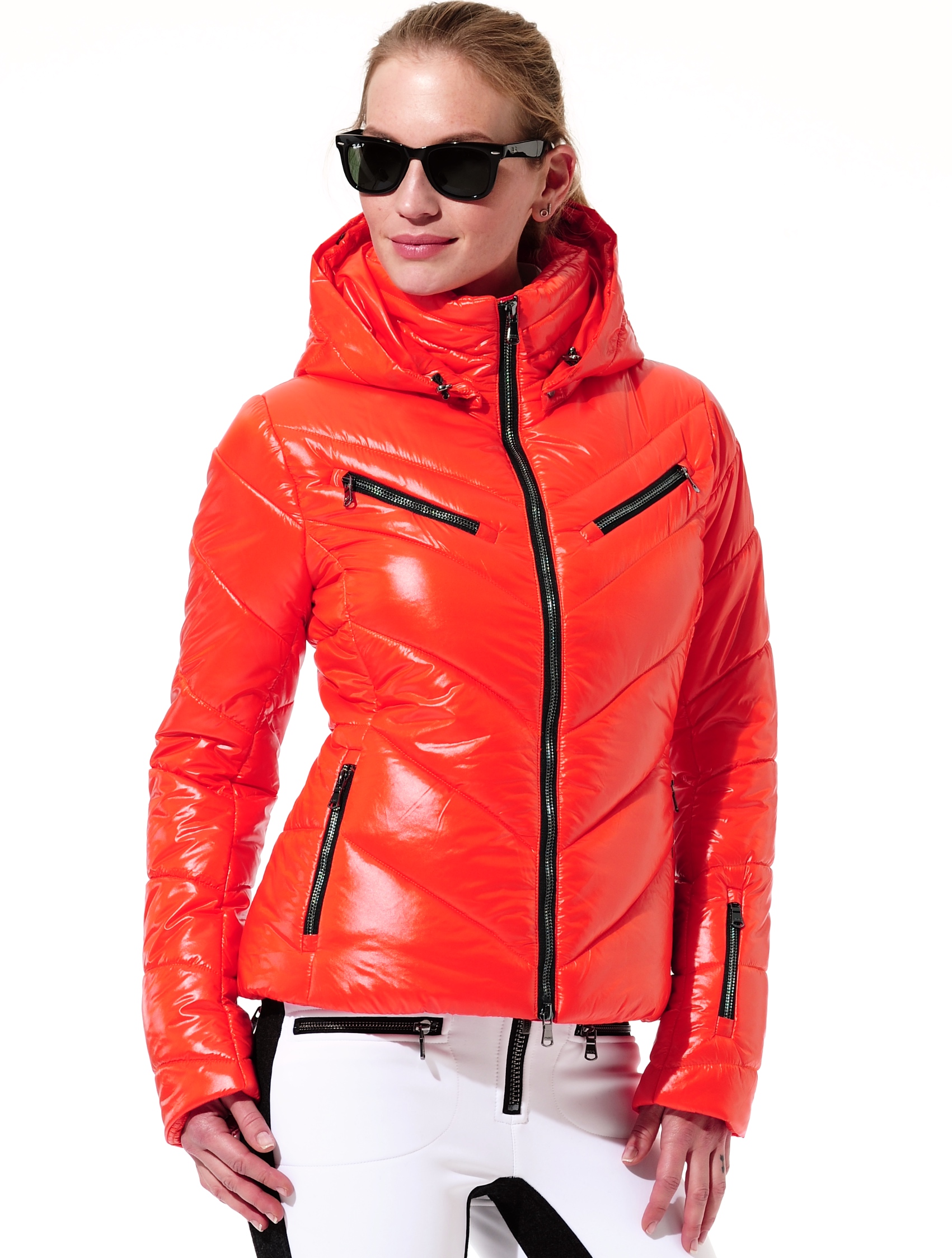 shiny ski jacket orange 
