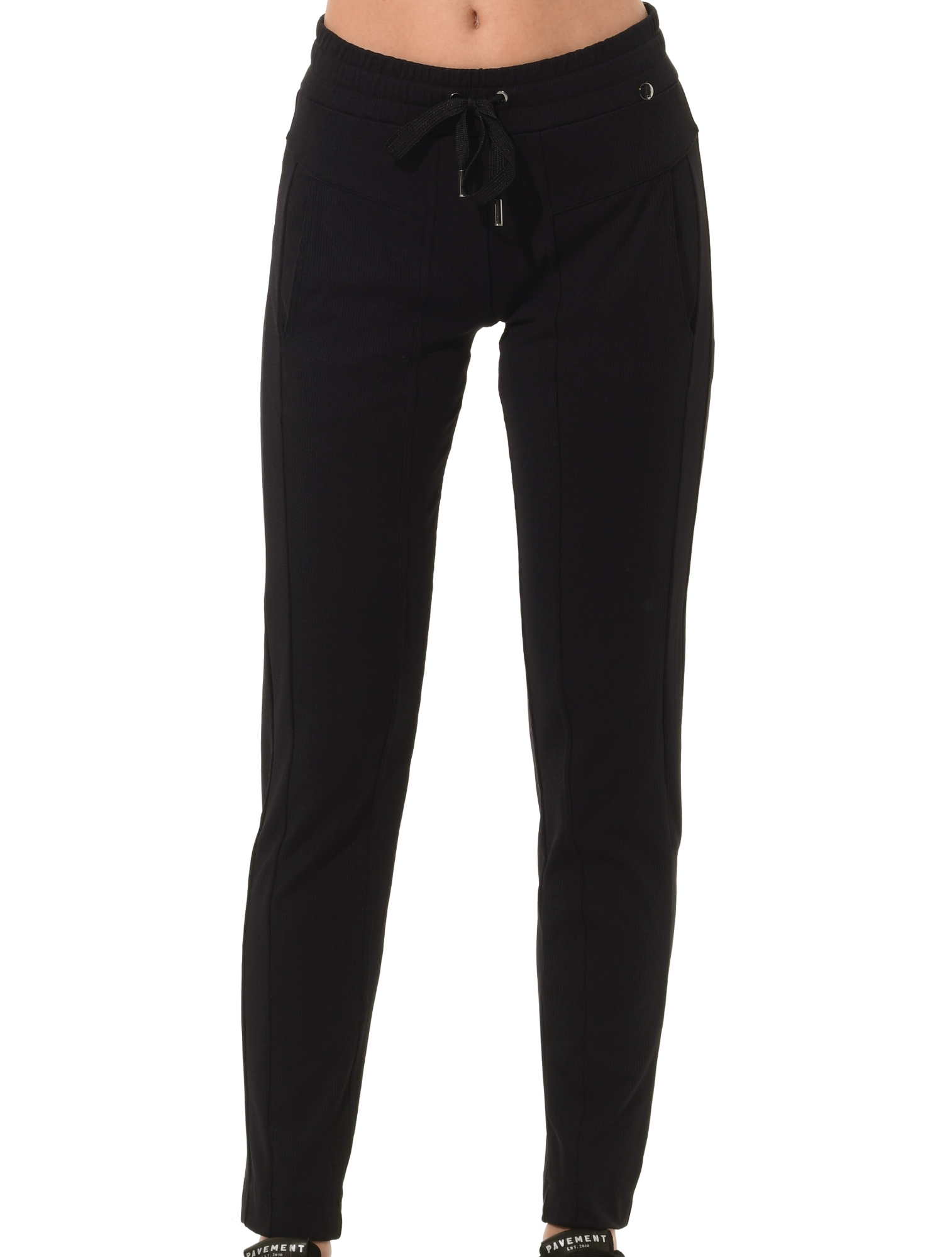 Vertical Rib Jersey Slim Sports Leisure Pants black