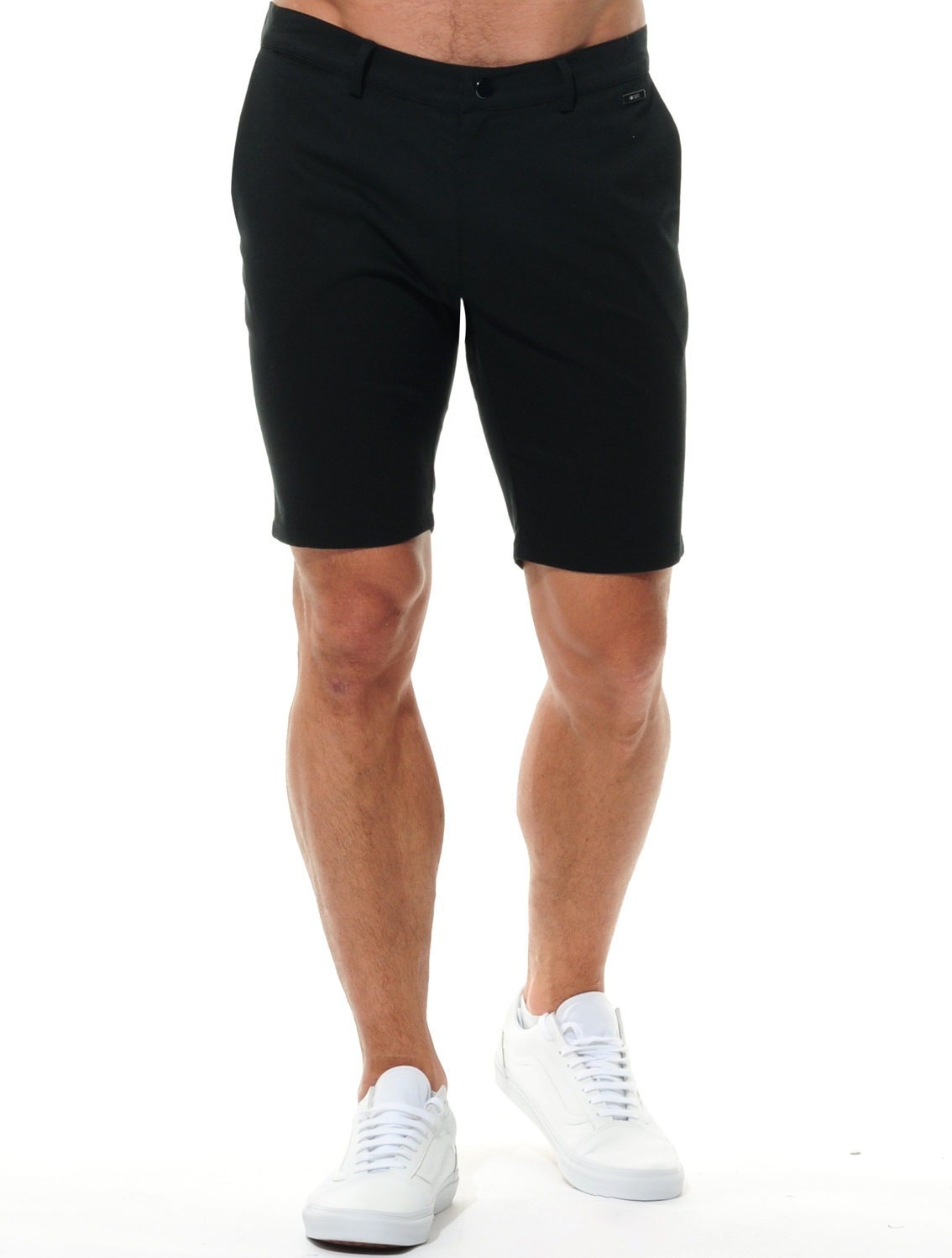 light stretch slim shorts black 