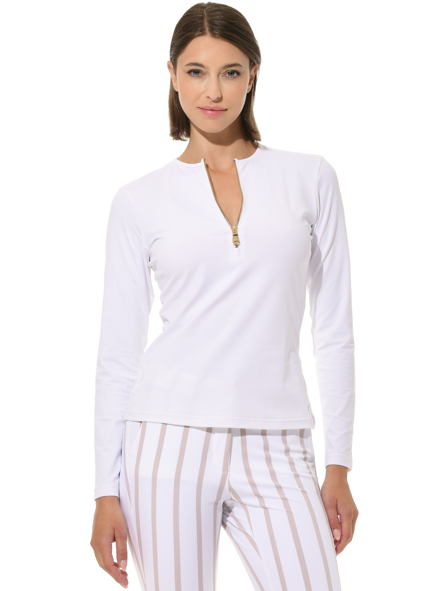 Jersey zip longsleeve white