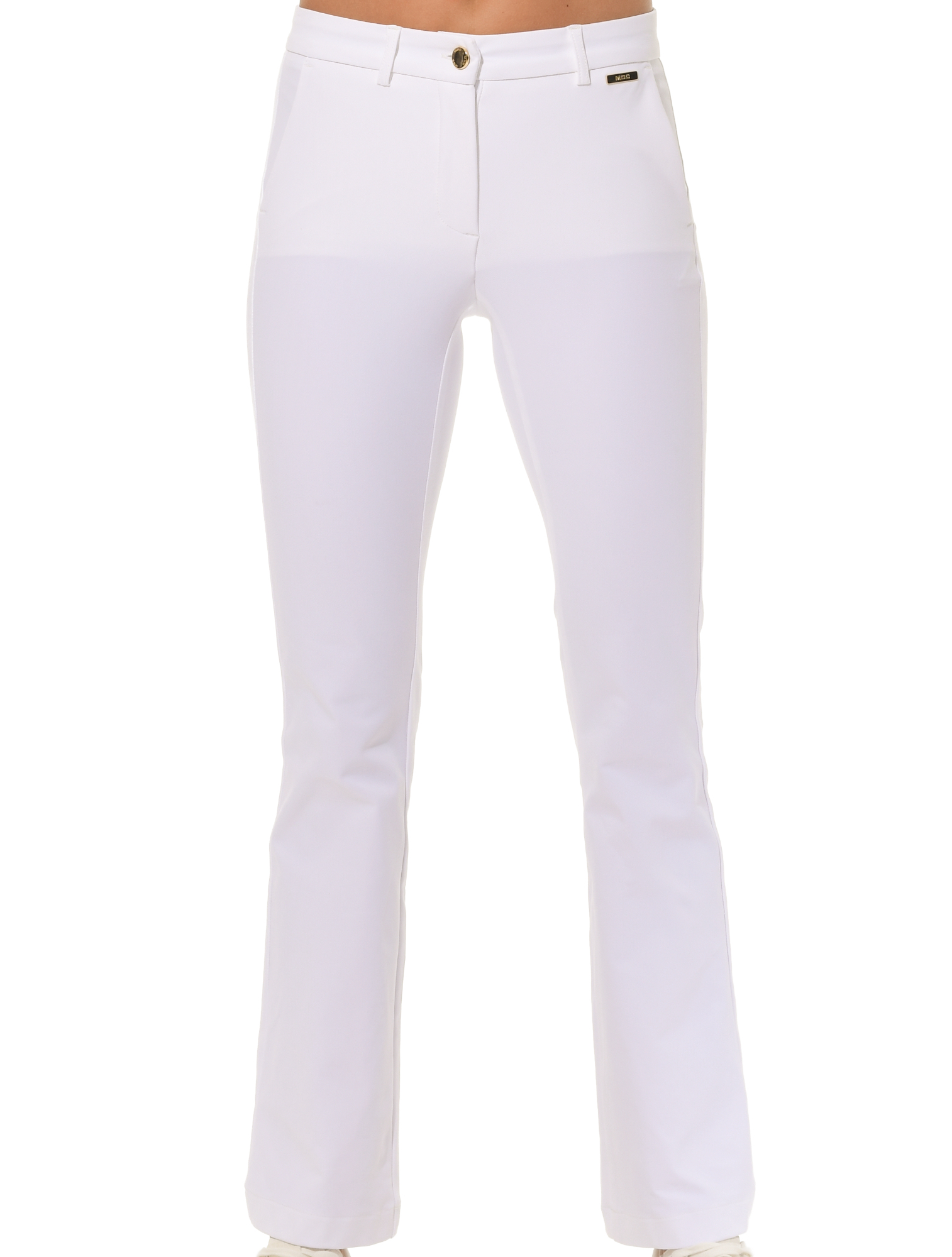 Bi-Stretch Gabardine Flared Chinos white