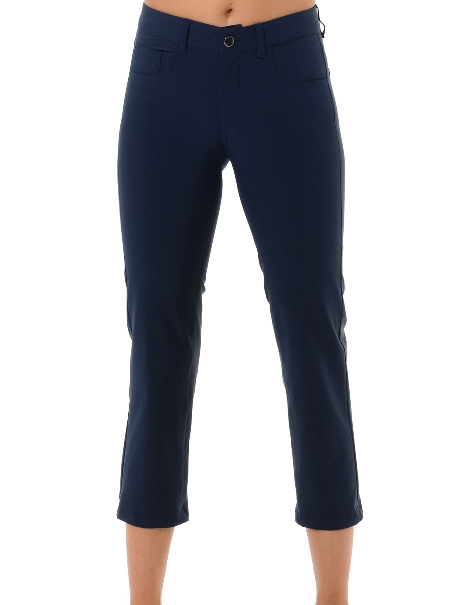 4way Stretch Cropped Straight Cut Pants navy