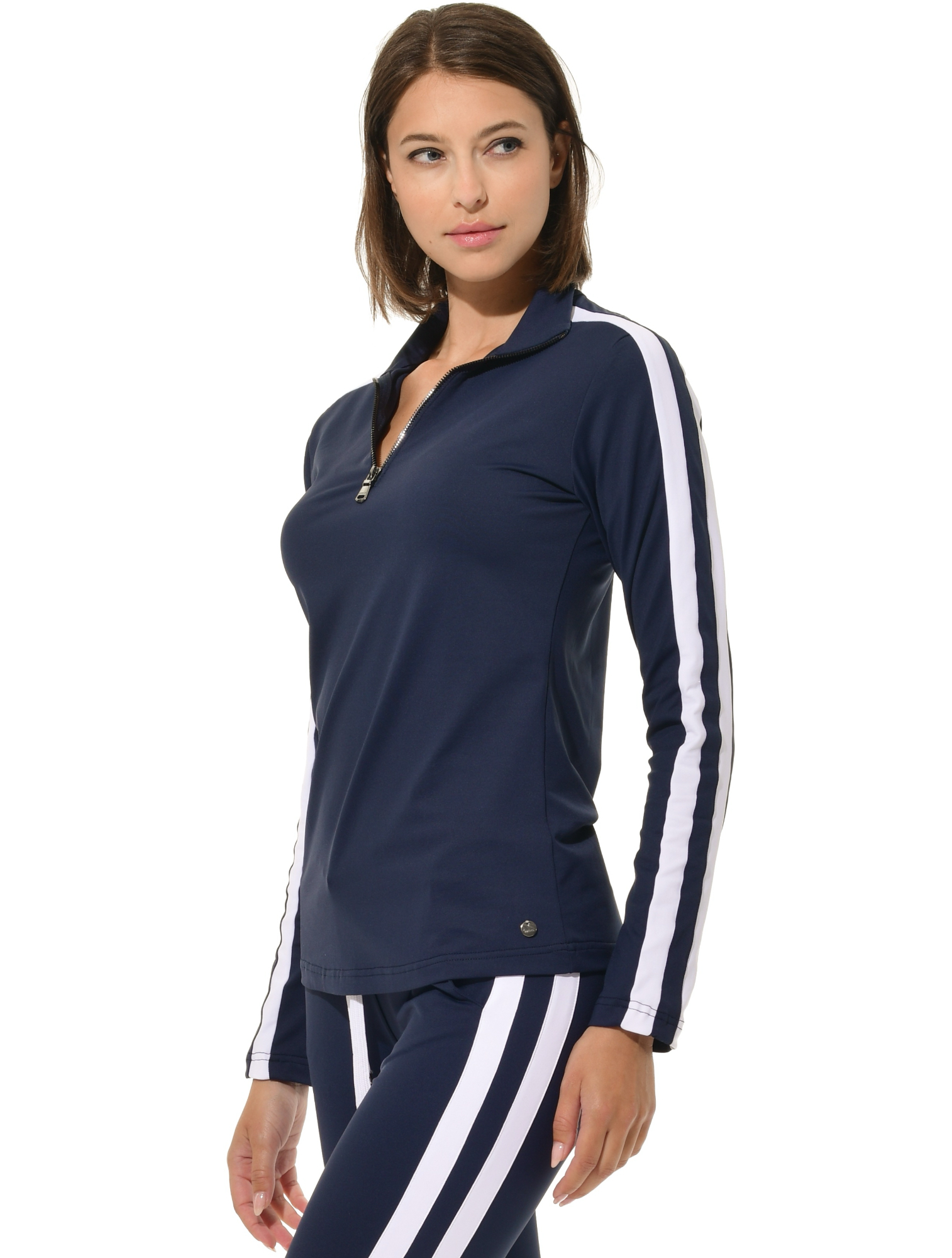 Jersey Zip Longsleeve navy/white