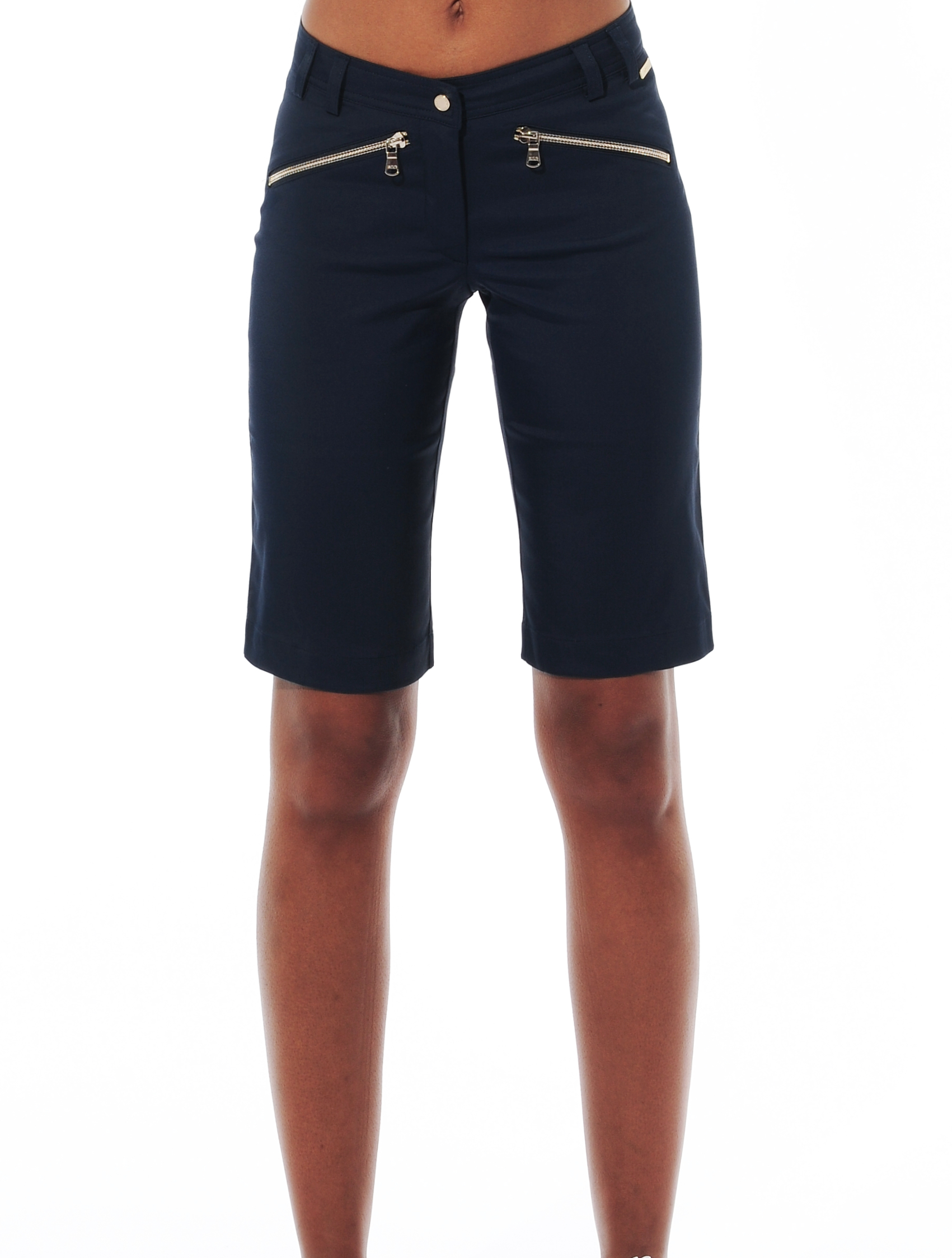 shiny stretch bermuda shorts navy 
