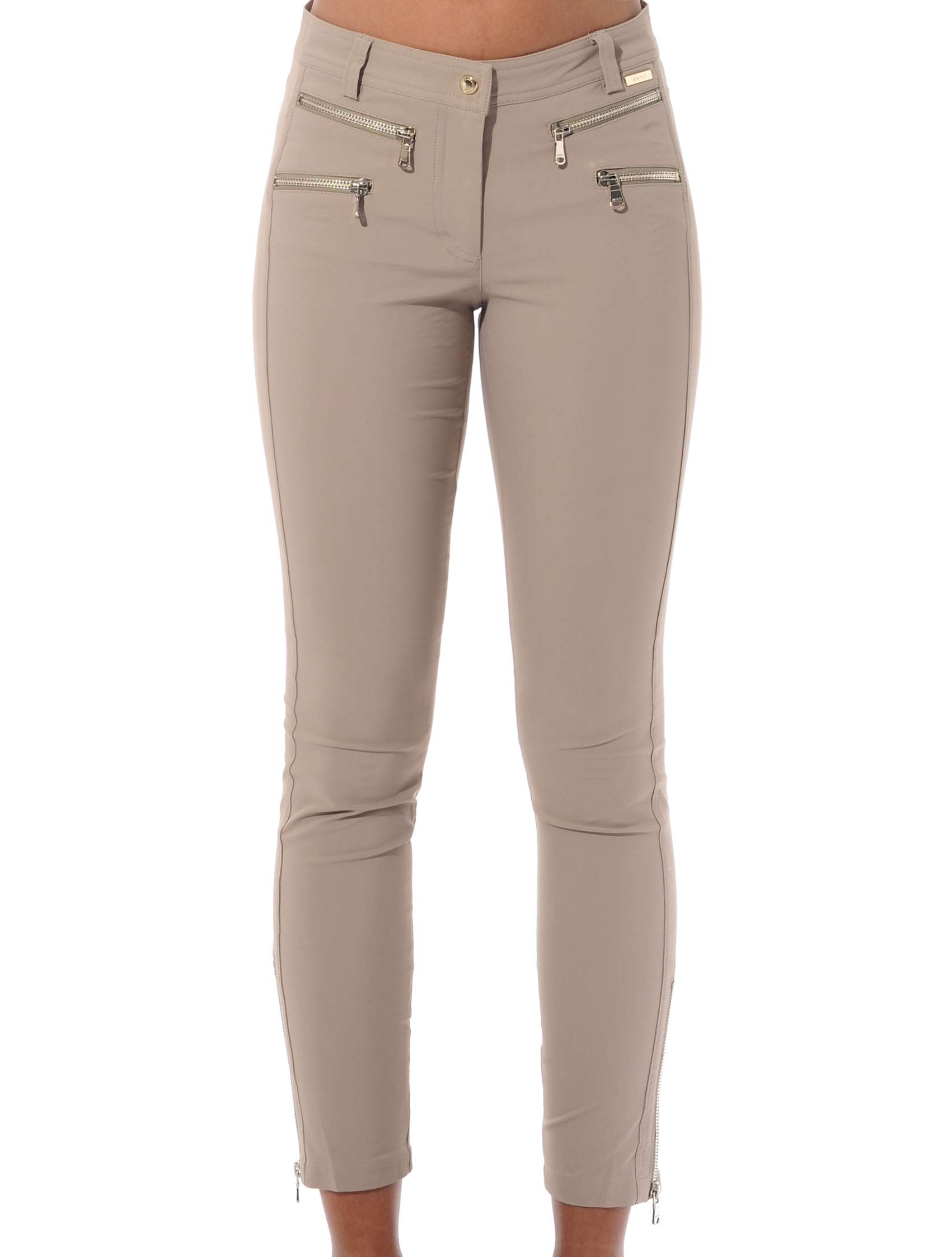 4way Stretch Double Zip Ankle Pants taupe