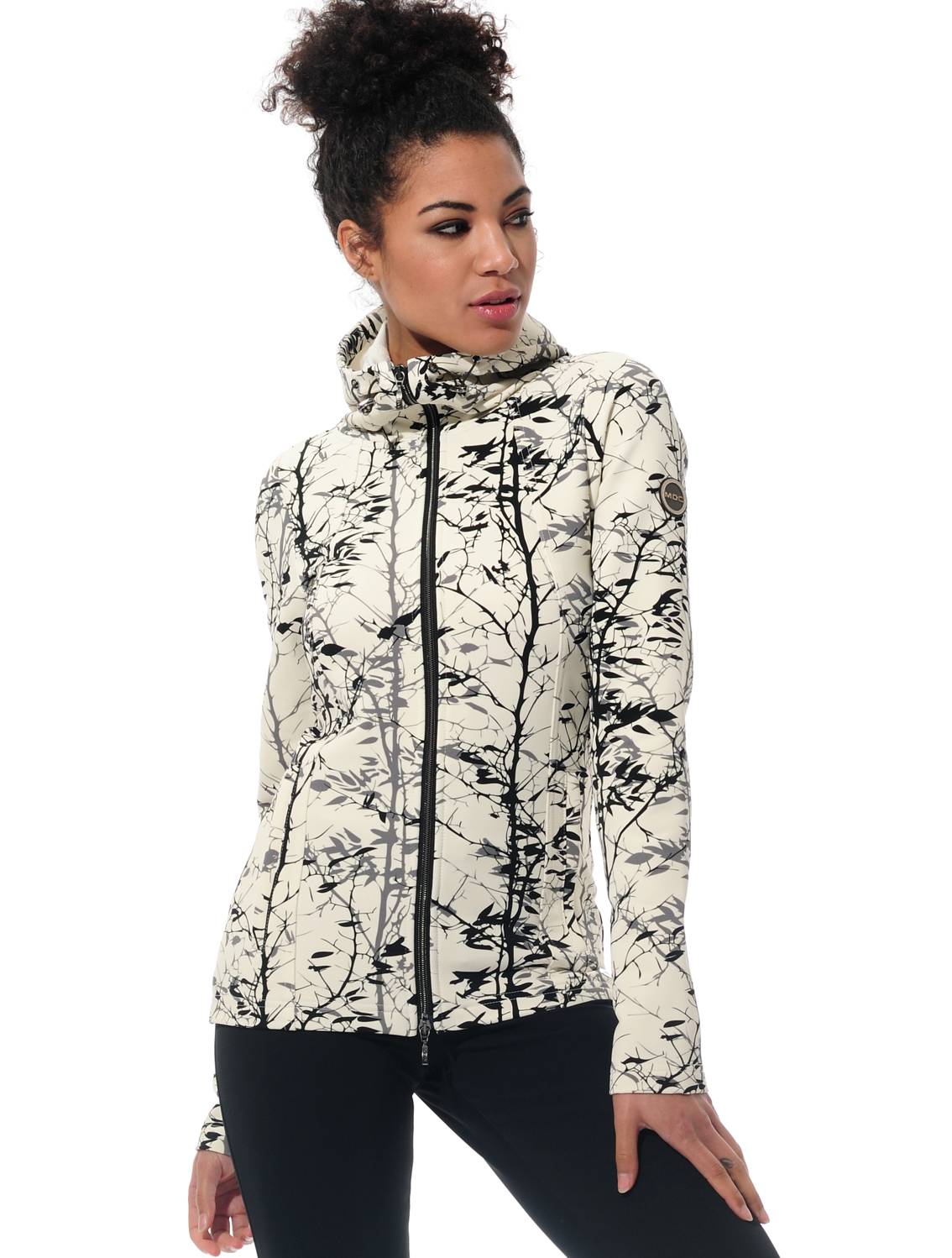 shape stretch print hoodie ivory 