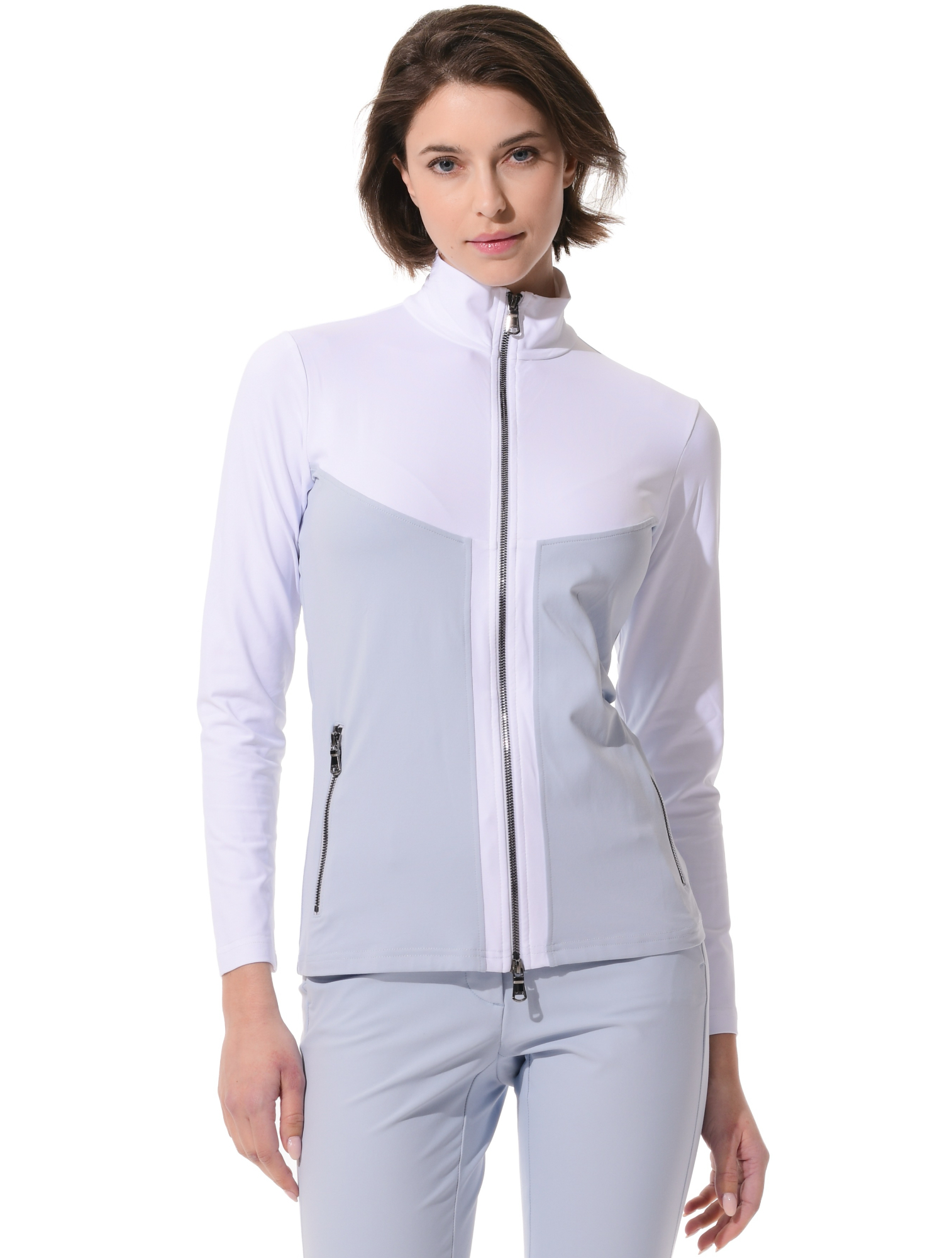 Jersey full zip midlayer cloud/white