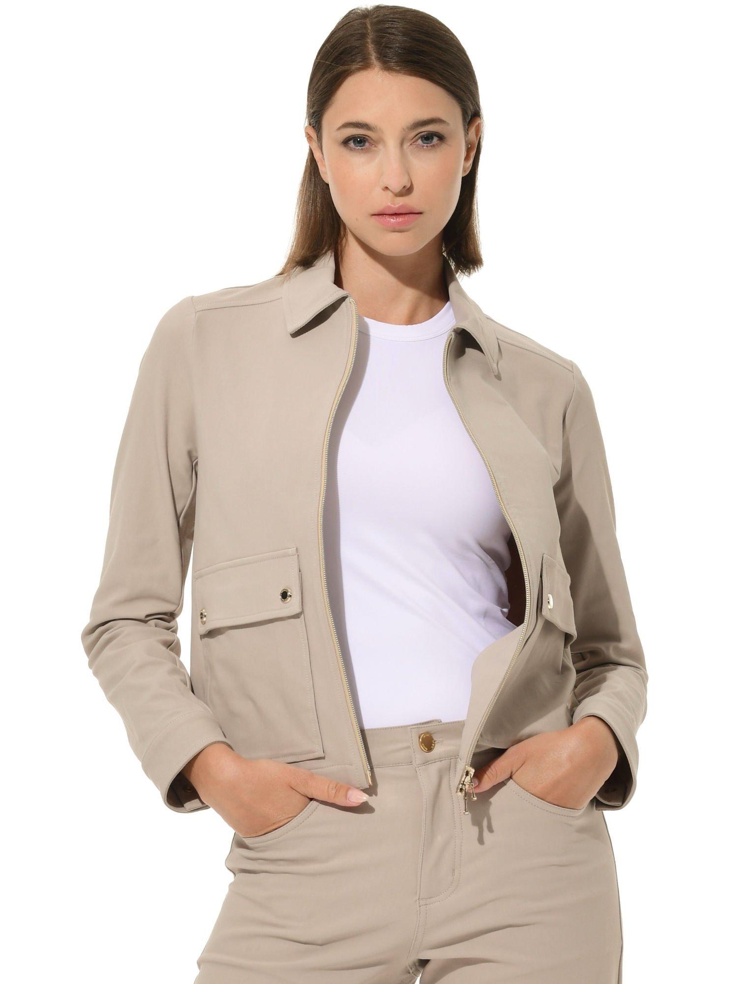 Bi-Stretch Gabardine Jacket light taupe