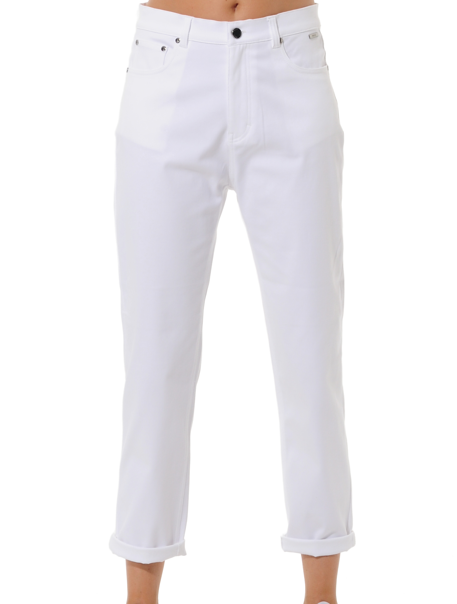 Denim stretch tapered fit pants white