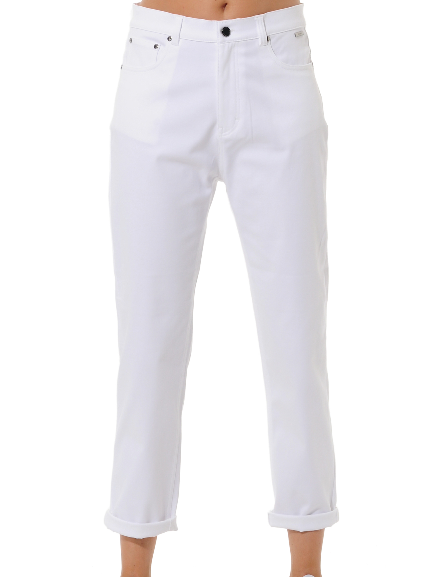 Denim Stretch Tapered Fit Pants white