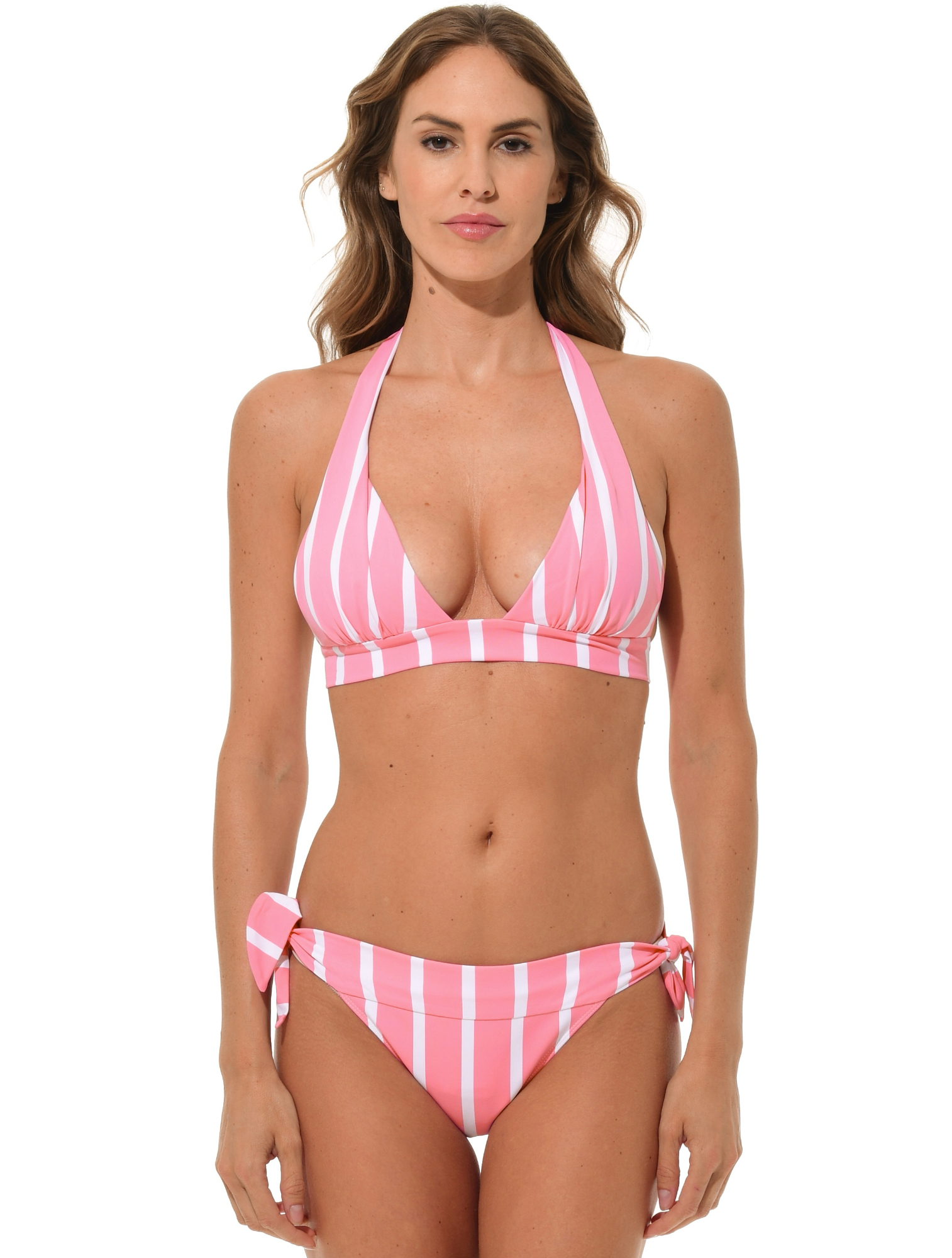 Cannes Print Tie-Up Bikini Top rose