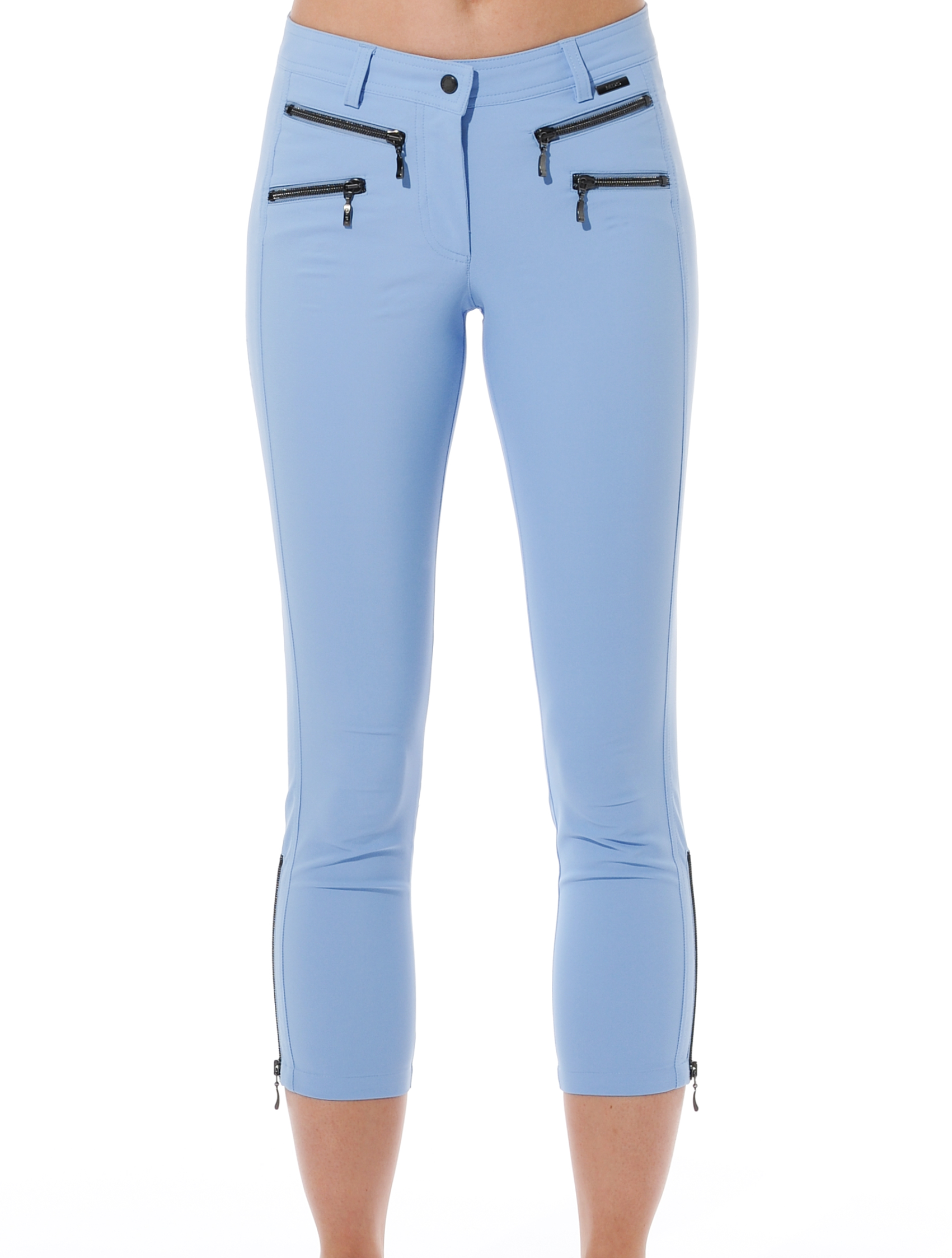4way Stretch Double Zip Cropped Pants baby blue