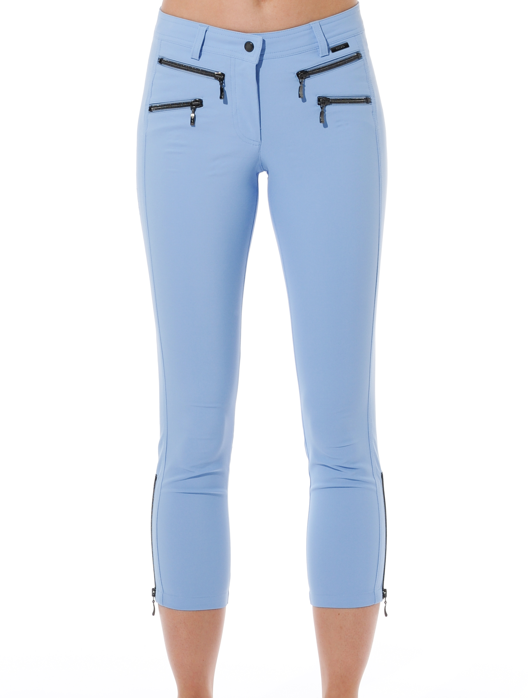 4way stretch double zip cropped pants baby blue 